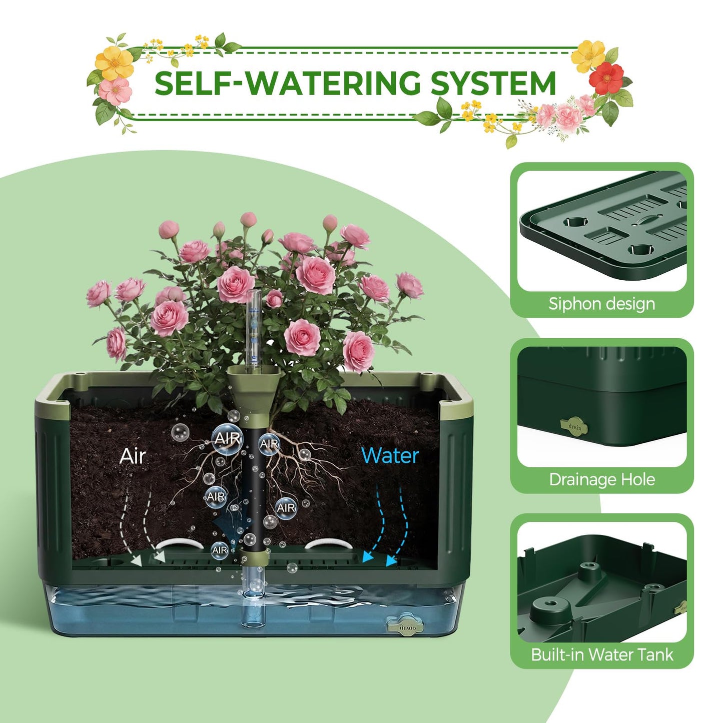 Raised Garden Bed Tomato Planter with Trellis, 52" Self Watering Tomato Planter with Water Level Indicator, Larger Rectangular Tomato Cages for Indoor & Outdoor Climbing Vegetable and Plants (1)