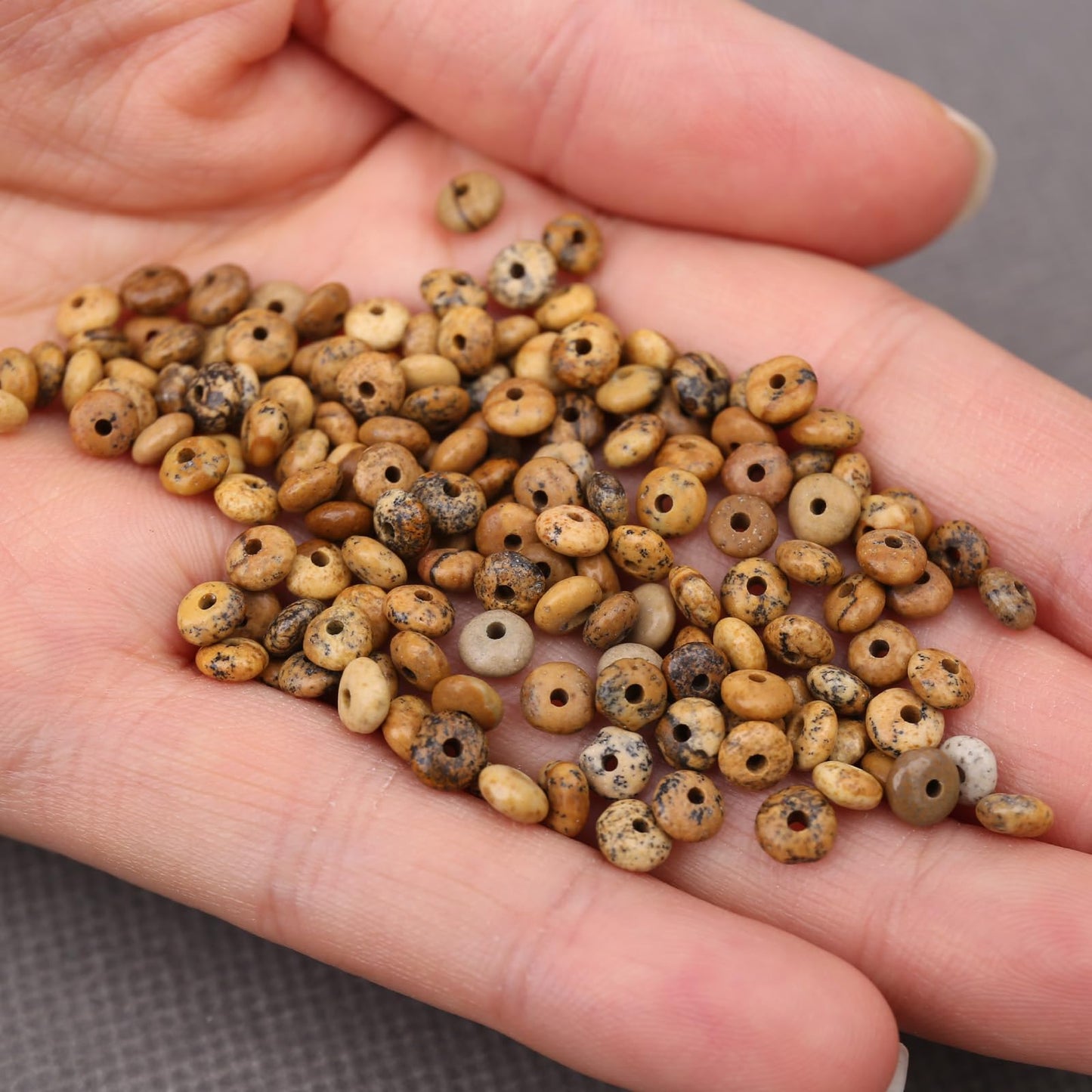 BONNY BOXX 1 Strand (150PCs) Natural 2 * 4mm Picture Jasper Rondelle Beads, Natural Abacus Disk Stone Beads Loose Spacer Gemstone for DIY Bracelet Necklace Jewelry Making