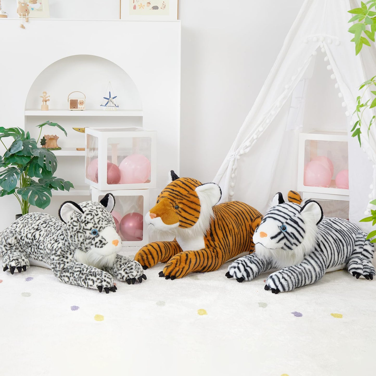 MaoGoLan Giant Tiger Stuffed Animal - 46” Realistic Tiger Plush Toy for Boy Girl Kid, Soft Fluffy Wild Cat Zoo Animal Toy Plush Pillow for Birthday Gift, Baby Shower Party Favor, Home Decor