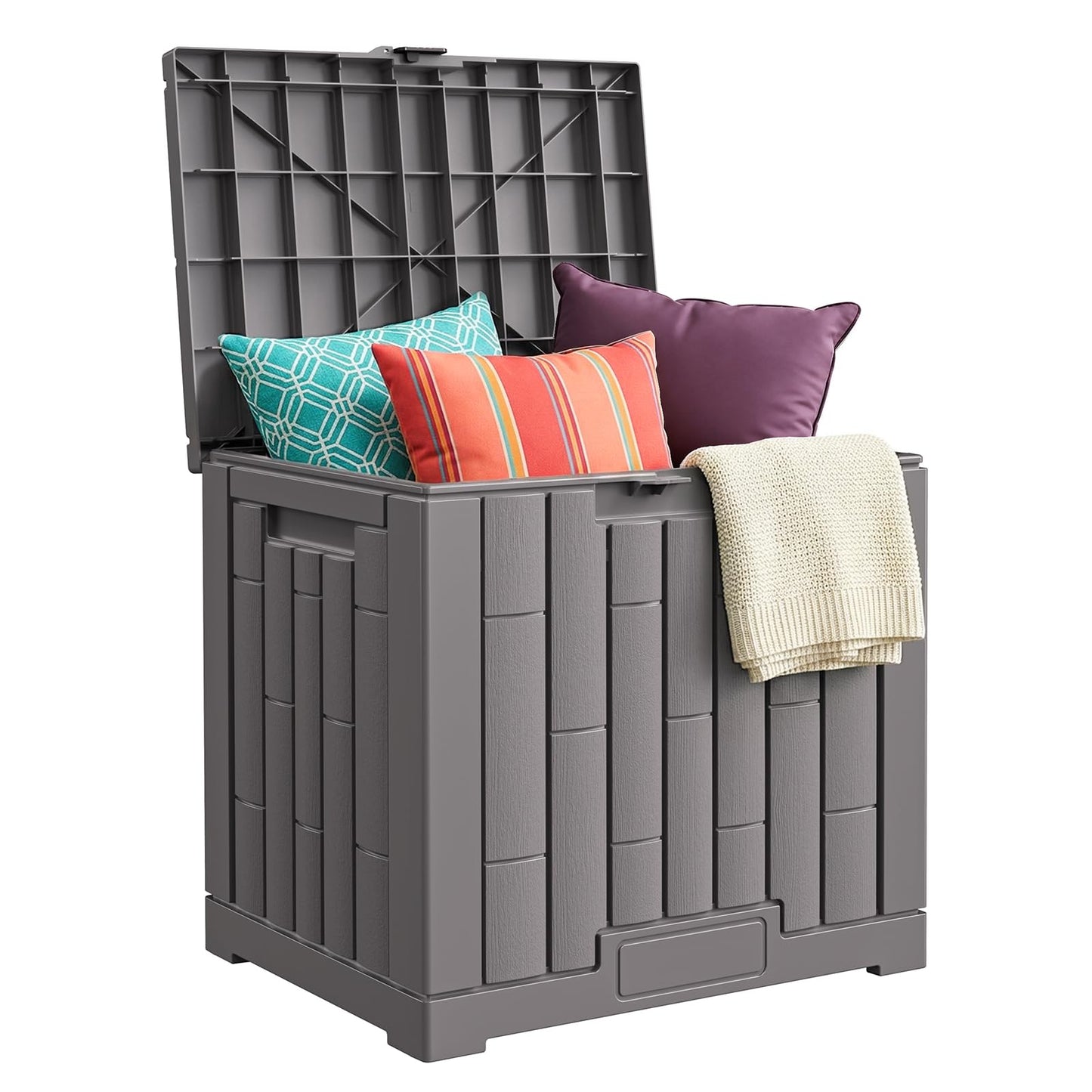 Jocoevol Deck Box 30 Gal, UV Resistant & Waterproof Outdoor Storage Box with Lock, Easy Assemble Storage Bins Container for Pool Patio Garden