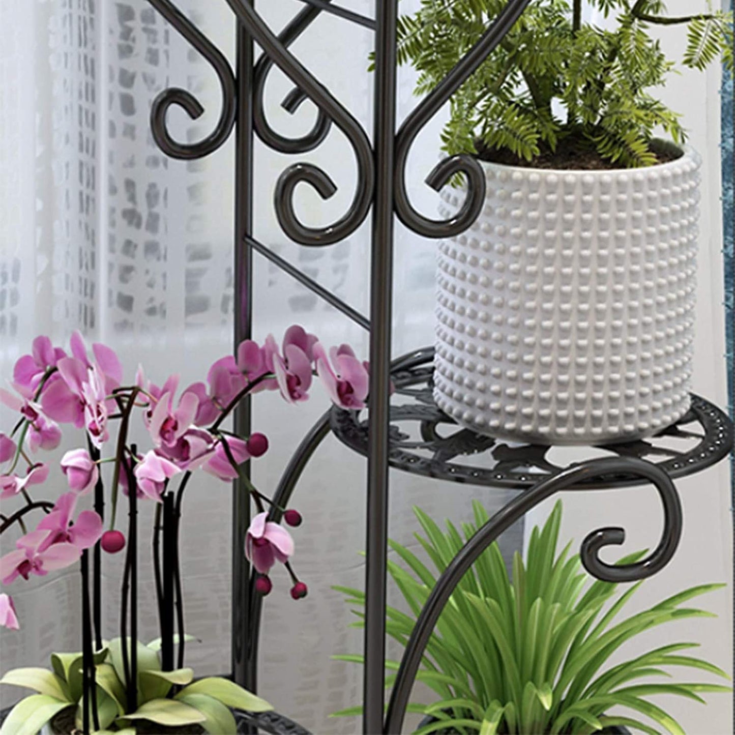 Plant Stand Indoor 4 Tier Metal Plant Shelf Stand Outdoor for Succulents Small Planters Flower Pots Display Rack Holder,Black