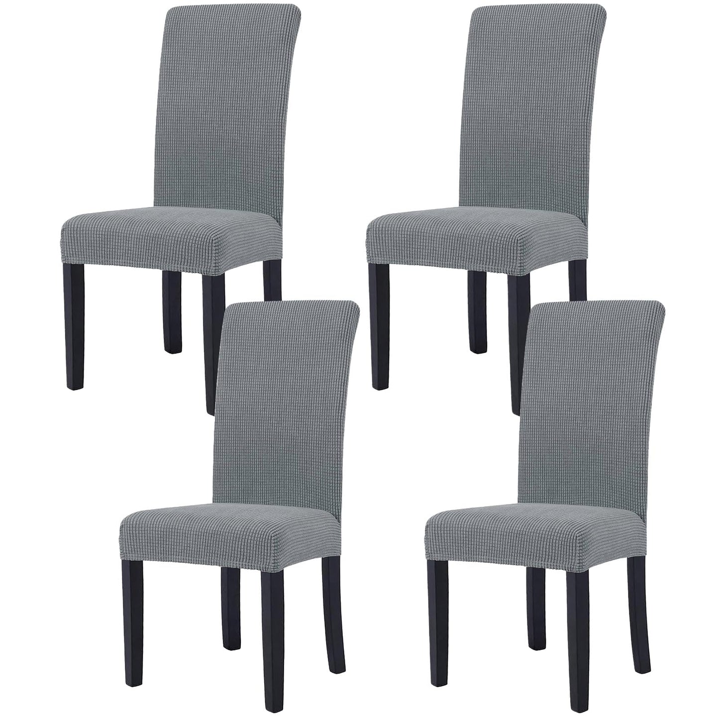 YSTELLAA Chair Covers for Dining Room Set of 4, Stretch Parson Chair Slipcovers Removable Washable Kitchen Chairs Seat Covers,Light Gray