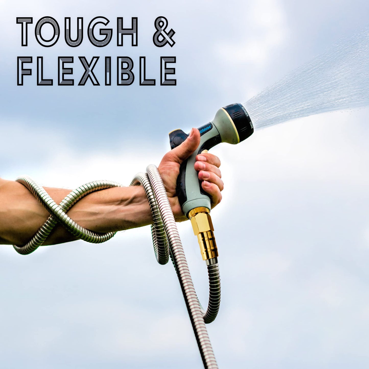 Tardigrade Metal Garden Hose 50 FT, Heavy Duty 304 Stainless Steel Water Hoses, Unmatched Durability, Flexible, No Kink & Tangle, Lightweight, Pet & Rust Proof for Outdoor Lawn Yard