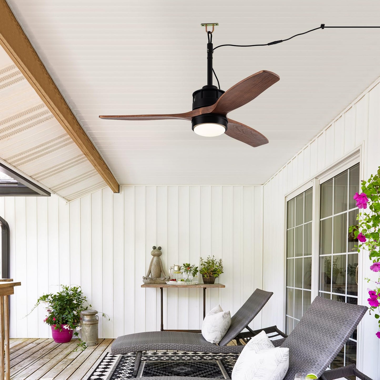 Vernal Life 42“ Gazebo Fans Outdoor Hanging for Pergola Patios Waterproof with Remote Control, DC Motor w 6-Speeds, Walnut