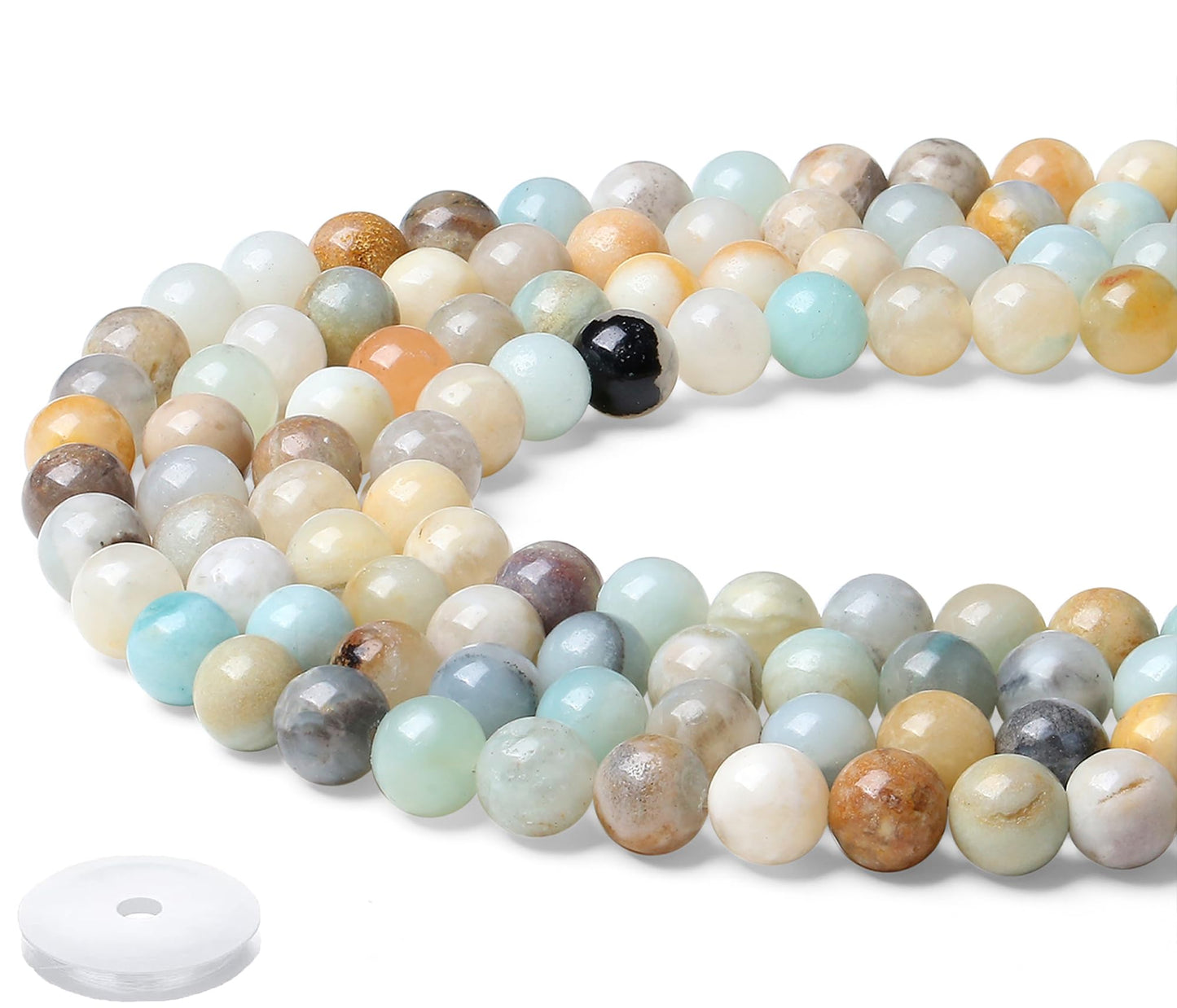 NUKAYAI Natural Stone Beads 100pcs 8mm Amazonite Polish Round Stone Beading Loose DIY Smooth Beads for Bracelet Necklace Earrings Making