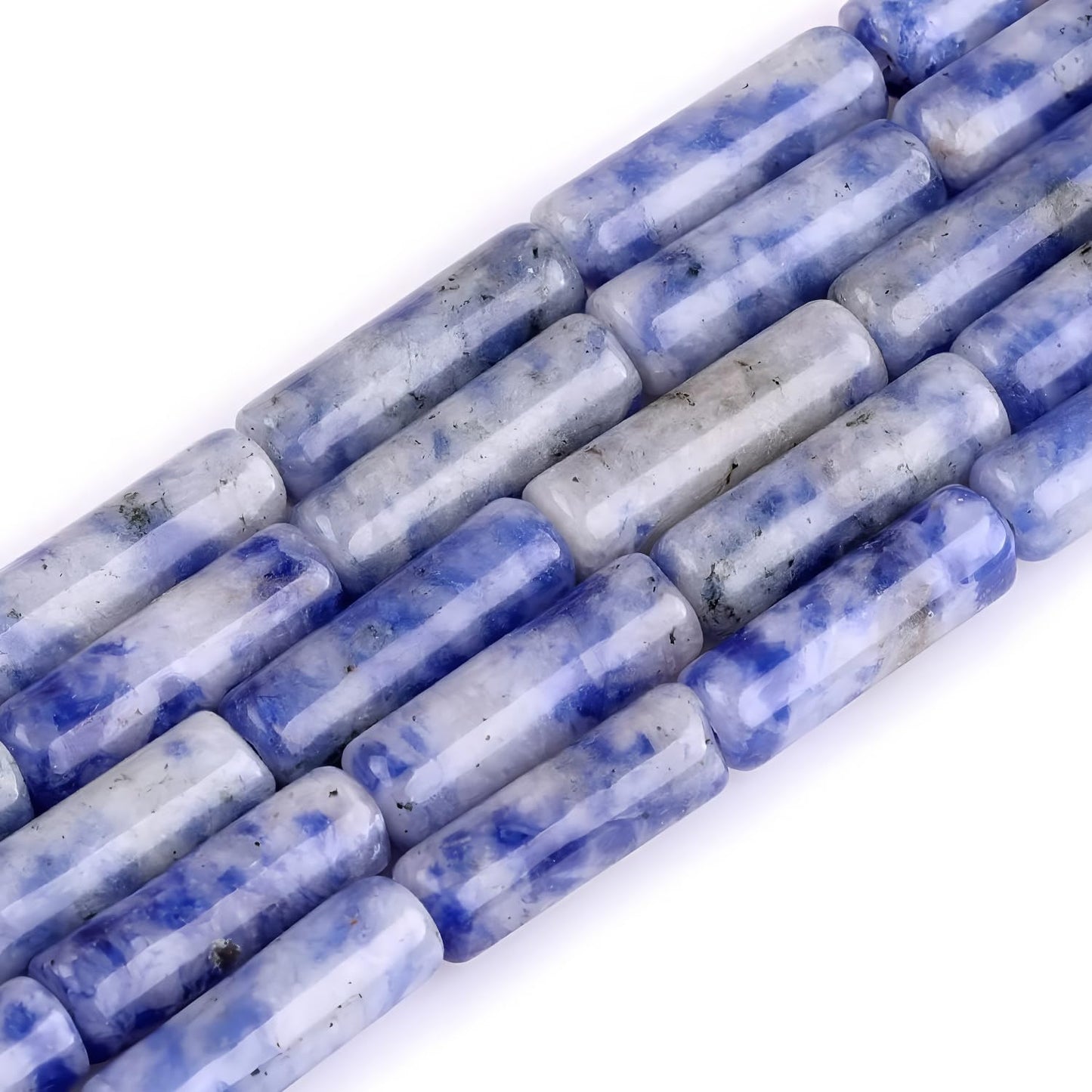 HAAMIIQII Natural Blue Sodalite Tube Beads 13x4mm Column Stone Cylinder Gemstone Loose Beads for Jewelry Making Strand 15 Inch (28-29pcs)