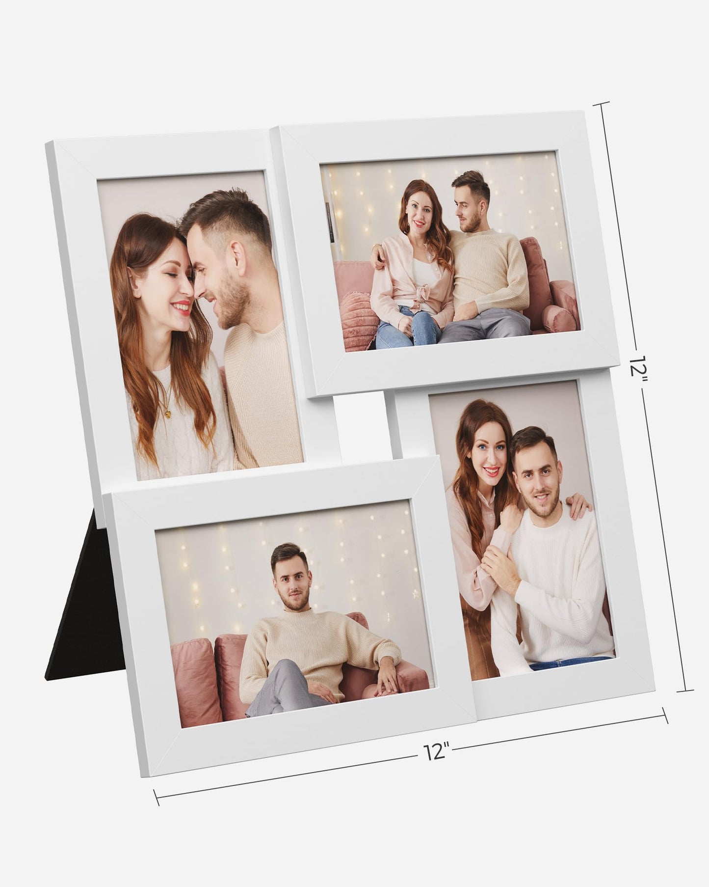 SONGMICS Collage Picture Frames, 4x6 for Wall Decor, Multi Family Photo for Gallery Decor, Hanging Display, Set of 4, Cloud White URPF25WTV1
