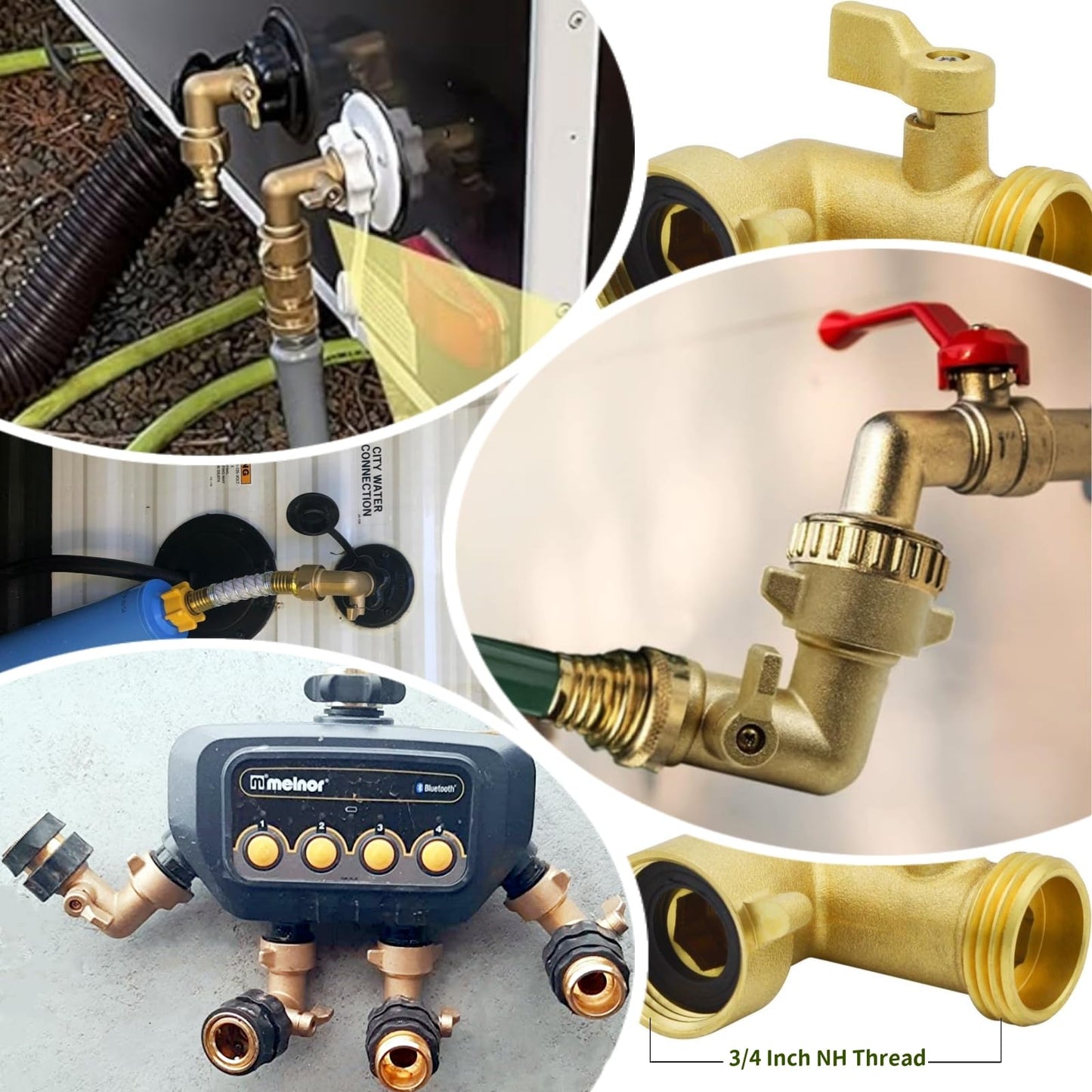 EZtar 90 Degree Garden Hose Elbow with Shut Off Valve - RV Water Hose Connector Brass Fitting for Tight Spaces (Elbow)