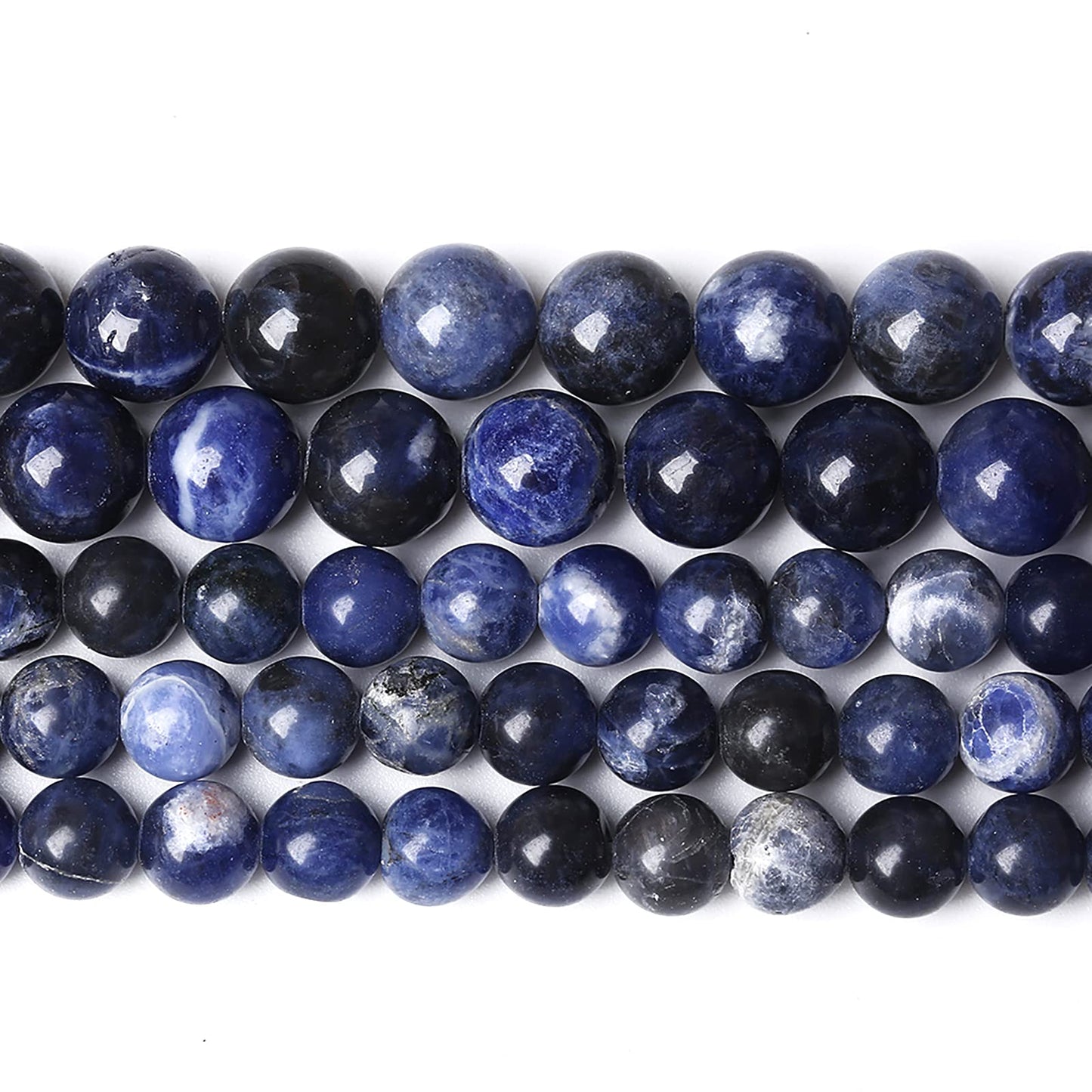 60PCS 6mm Natural Dark Blue Sodalite Stone Beads Round Loose Beads for Jewelry Making DIY Bracelet Energy Stone Healing Power 1 Strand (6mm, Natural Blue Sodalite)
