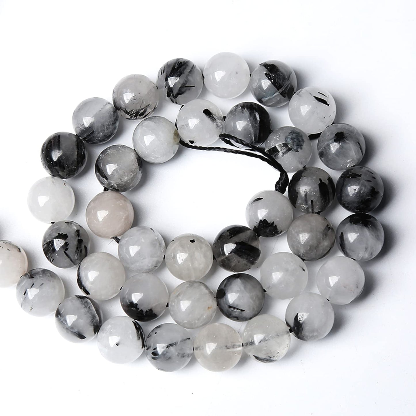 4MM 86PCS Natural Crystal Stone Black Rutile Quartz Gemstone 2A Grade Loose Beads for Jewelry Making DIY Bracelet Necklace Semi Precious Beads 1 Strand