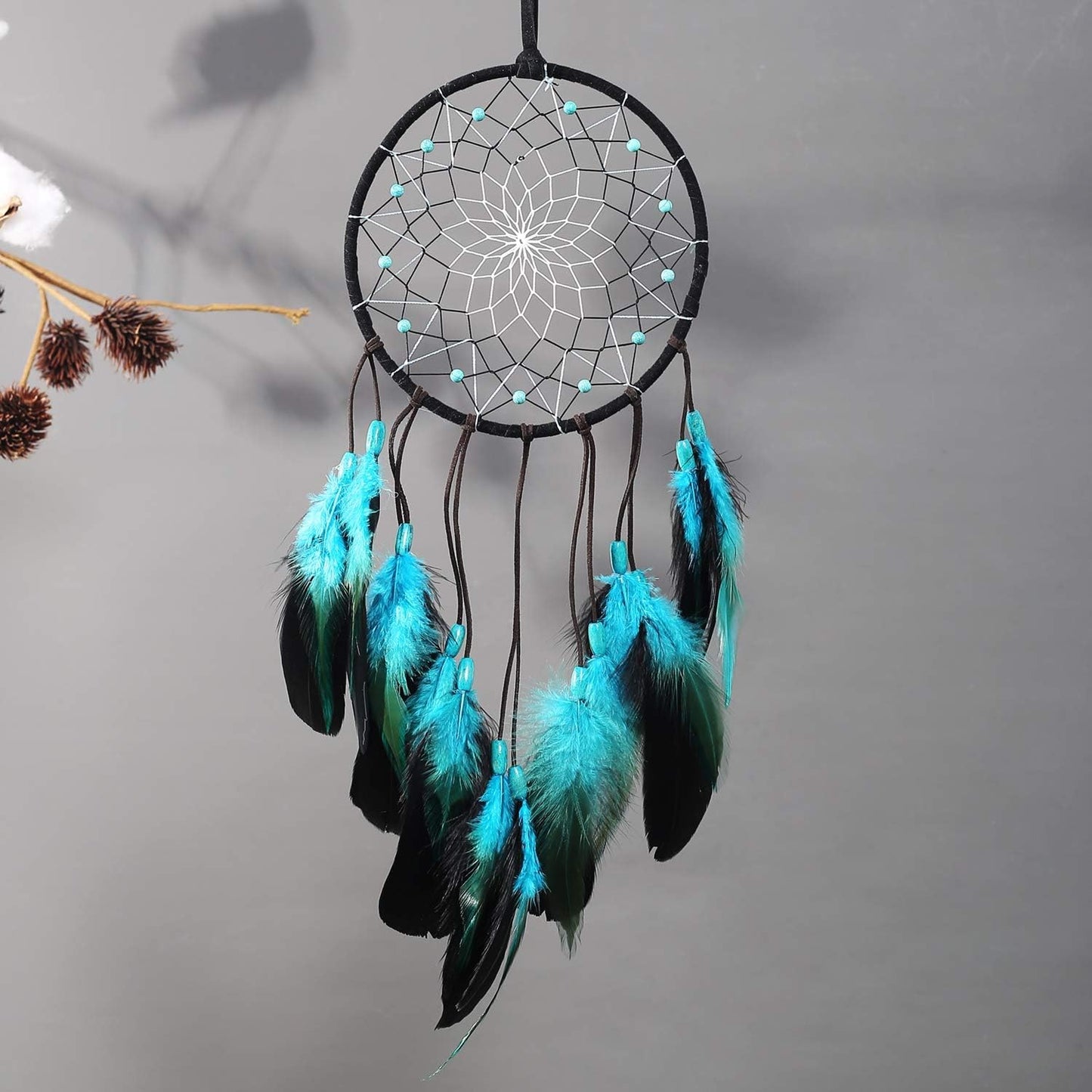 PWYXSA Dream Catcher Handmade Blue Feather Dreamcatchers Wall Hanging Ornament for Kids Home Decoration Girl Bedroom Craft Gift