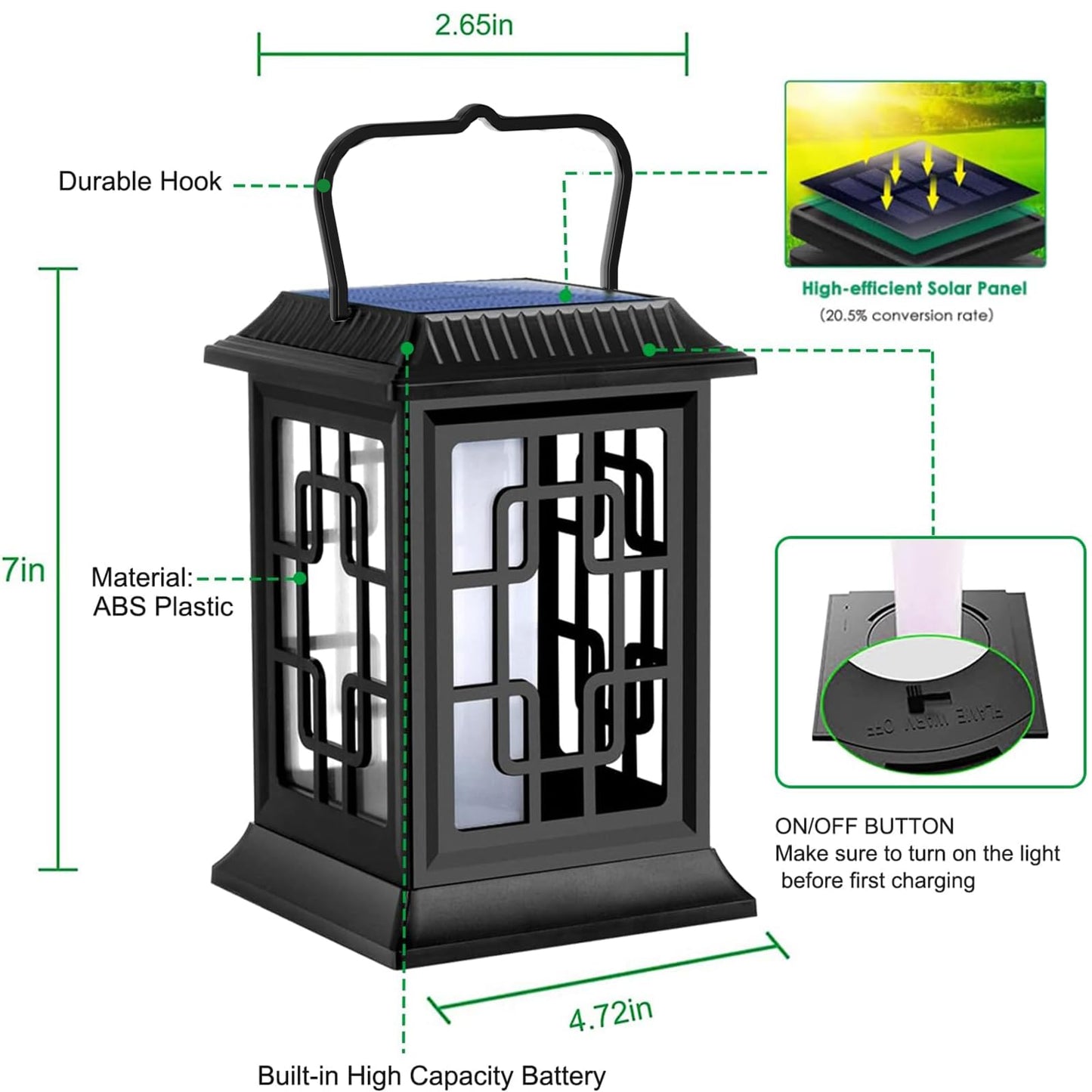 Ollivage Solar Lanterns Outdoor Waterproof Hanging Solar Lanterns Garden Lights Solar Powered Flame Lights LED Lights for Patio Pathway Deck Yard (2 Pack)