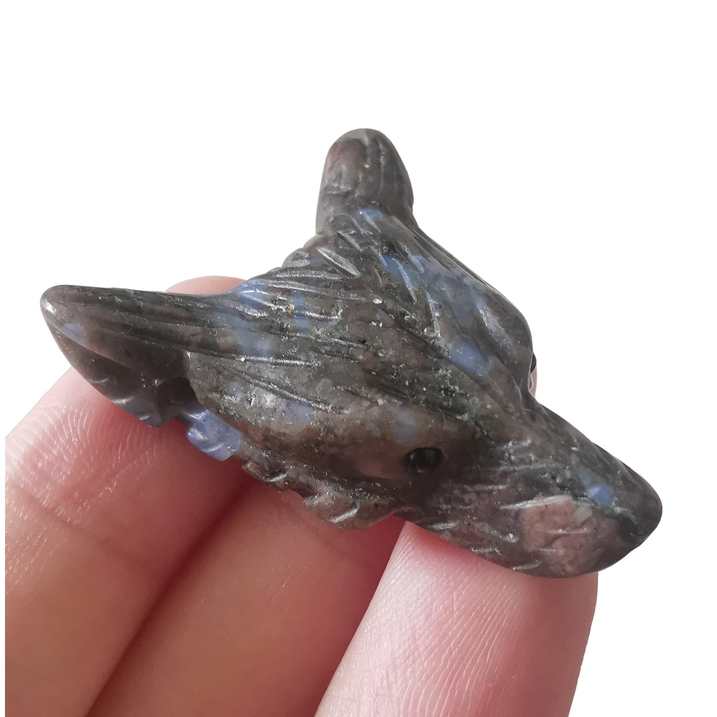Bacatgem Natural Rhyolite 1.37 inchs Wolf Head Pocket Crystals and Healing Stone Figurine,Haped DIY-Jewelry Pendant