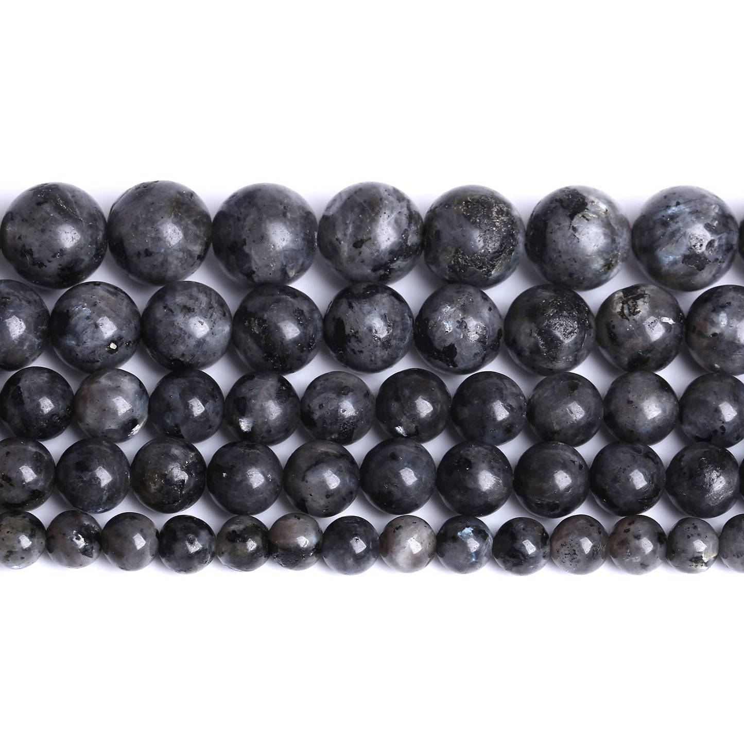 Natural Black Labradorite Stone Beads Round Larvikite Beads for Jewelry Making DIY Bracelet 8mm 45pcs 15" Strand Wholesale (Black Larvikite Labradorite Beads, 8mm)