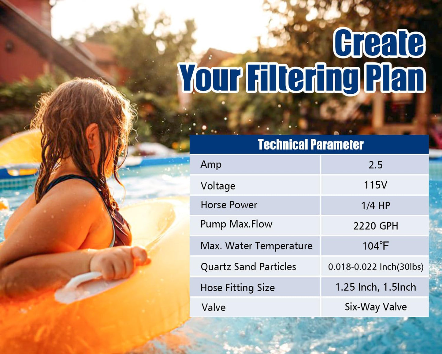 CHOOSMO 10" Sand Pool Filter System with 6 Way Valve and 2220GPH Pool Pump for Above Ground Pools Easy to Use for Water Circulation