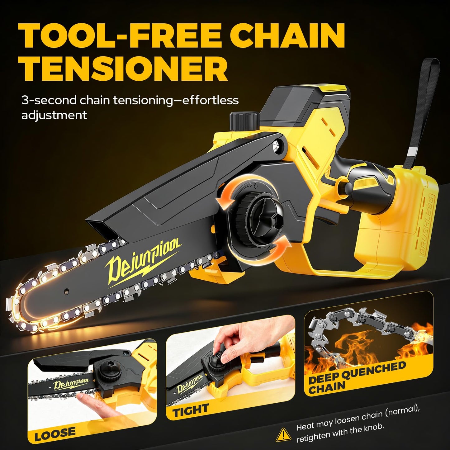 Cordless Mini Chainsaw Compatible with Dewalt 20V MAX Battery, 6 Inch & 8 Inch Small Electric Chainsaw Brushless, 2x 6'' + 2x 8'' Chains, Auto Oiler, Handheld Pruning Tree Saw (Tool Only)
