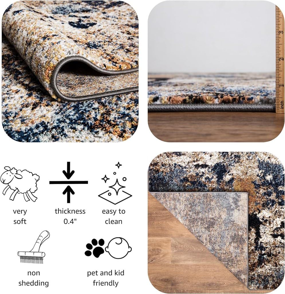 Keen Home Design Area Rugs - 48"x72" Non-Shedding, Thick Pile Abstract Rugs for Kitchen, Living Room, Bedroom, Dining Room, Entryway - Size: 4' x 6', Skies Multi