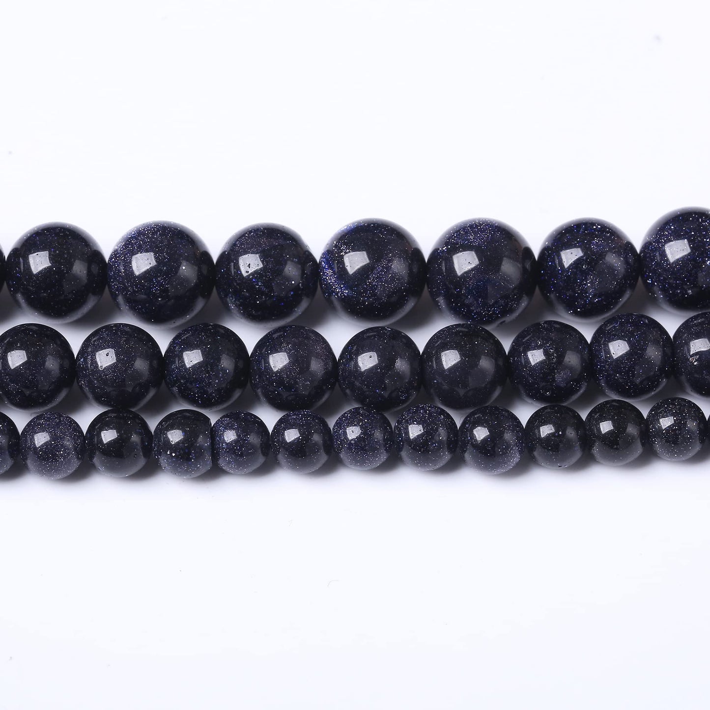 10MM Blue Sand Round Loose Beads Natural Gem Beads Crystal Energy Stone Beads for Jewelry Making DIY Bracelet Necklace
