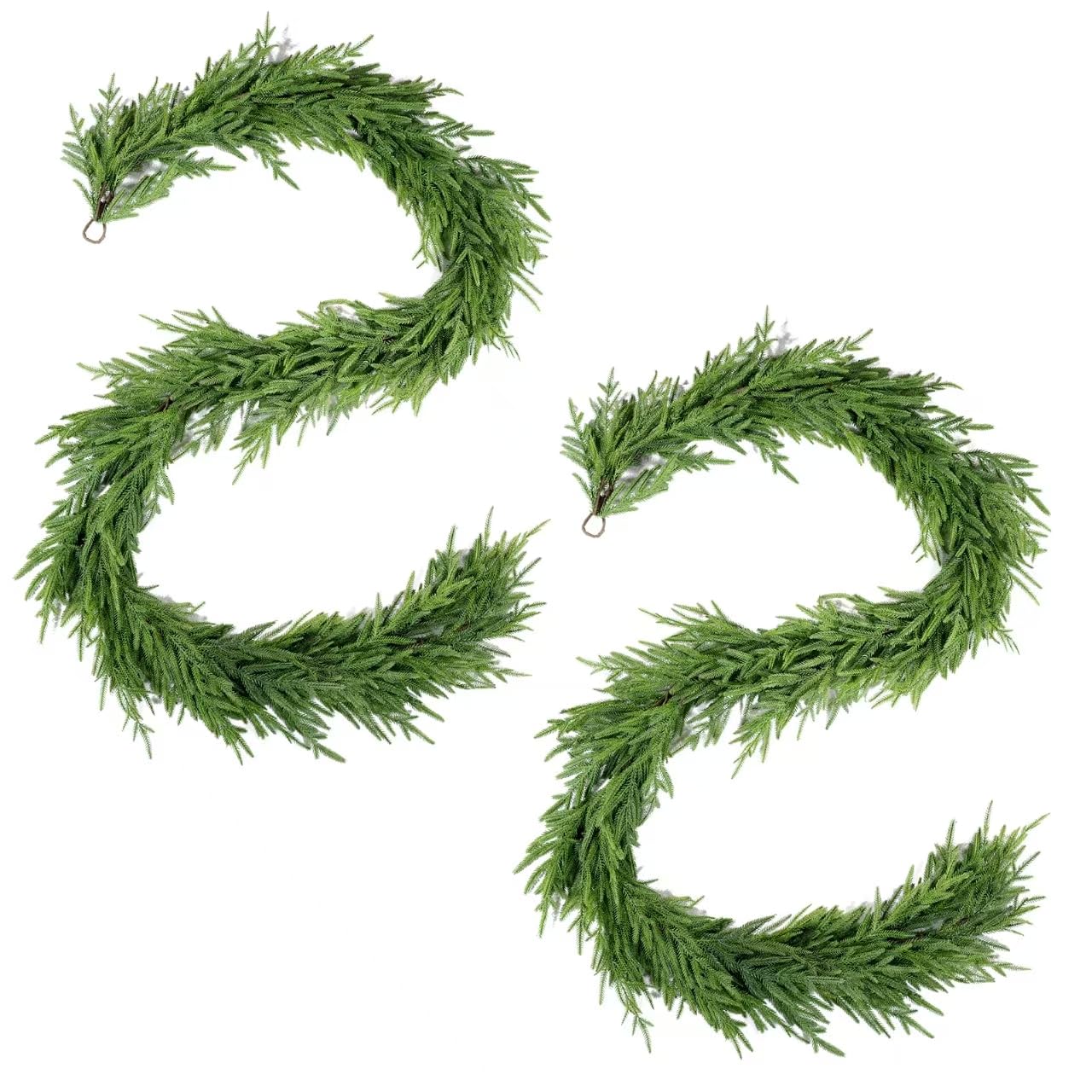 WBHome 2 PCS 9FT Real Touch Norfolk Pine Christmas Garland, Winter Greenery Garland for Christmas, Holiday Seasonal Outdoor/Indoor Home Decor