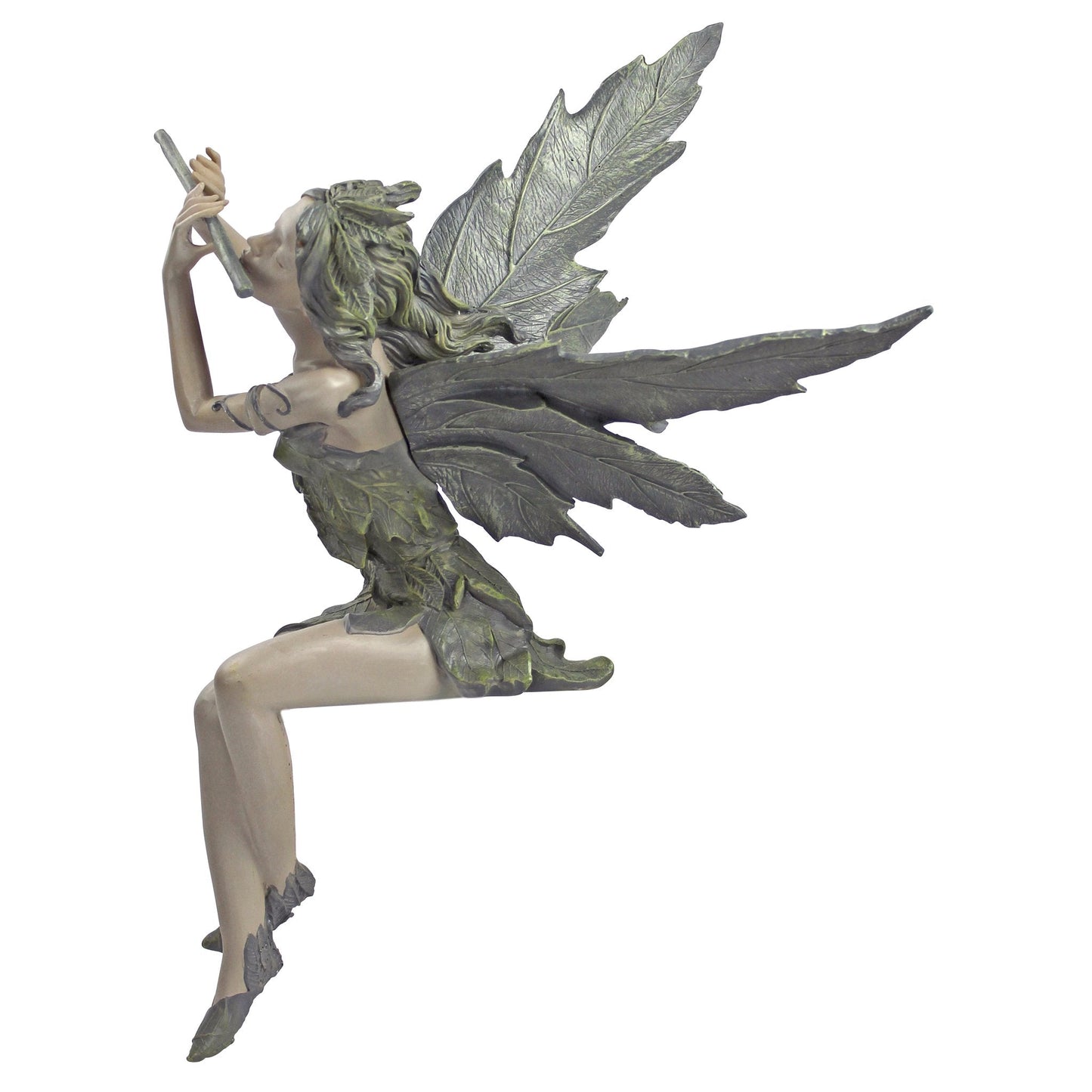 Design Toscano Fairy of the West Wind Shelf Sitting Garden Statue, 19 Inch Tall, Cast Stone Resin, Two Tone Stone Finish