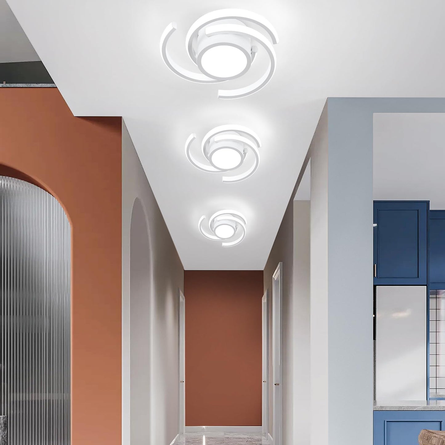ADISUN LED Modern Ceiling Light,6000K Semi Flush Mount Ceiling Light Fixture,Unique White Ceiling Lights Fixtures for Living Room Bedroom Corridor Aisle Hallway Indoor Ceiling Lamp (D11 in*H3.9 in)