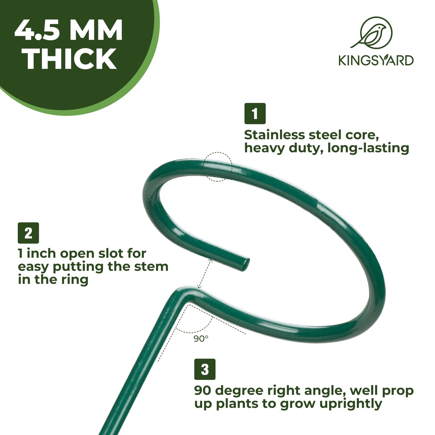 Kingsyard 36 Inch Plant Support Stake - 20 Pack, 4.5mm Thick All Metal Garden Plant Stakes Plant Prop for Single Stem Flowers Dahlia Lily Rose Peony Hydrangea Tomatoes Sunflower Gladiolus