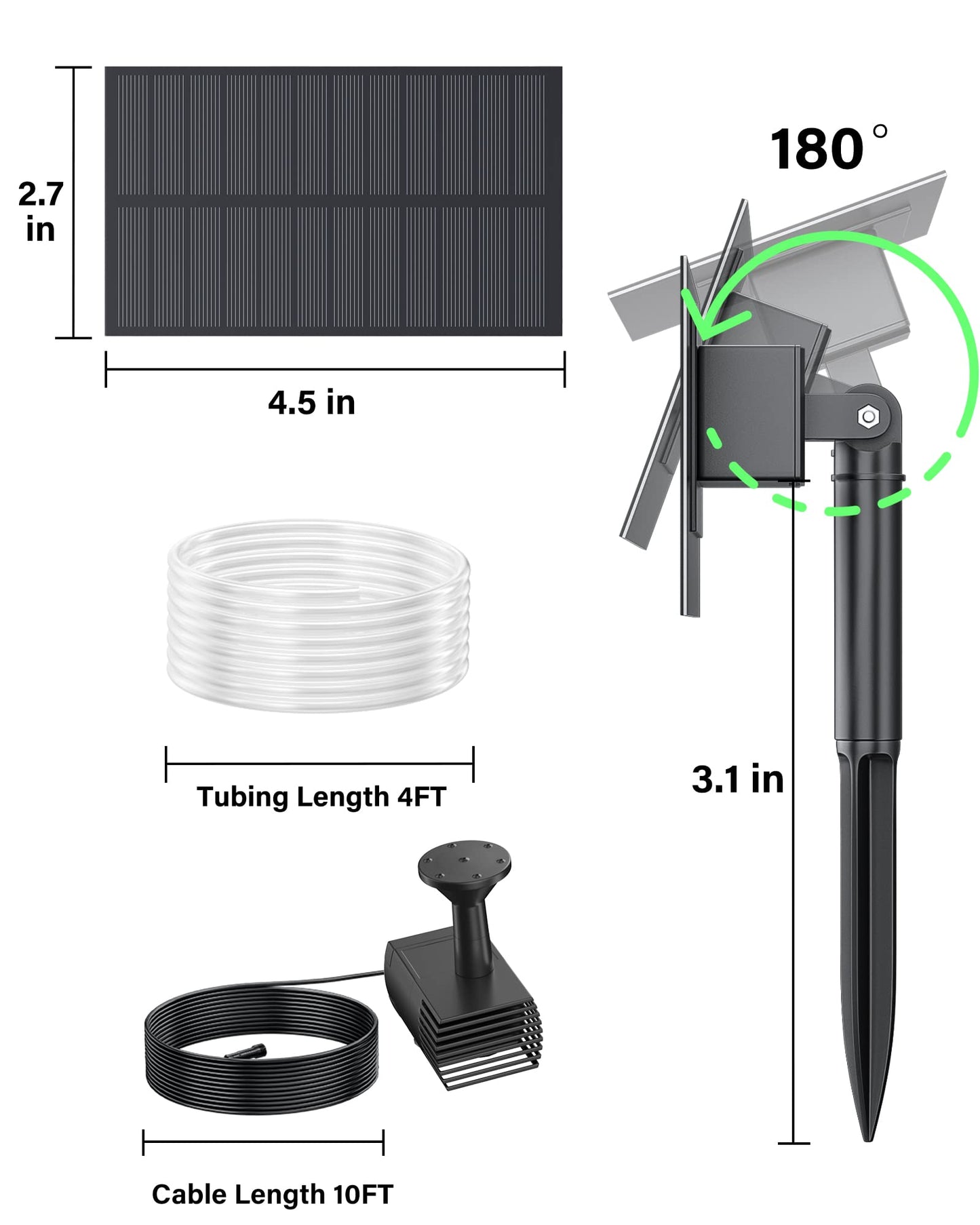 Biling Solar Water Fountain Pump, Solar Bird Bath, Outdoor with Tubing, Solar Powered Fountain Pump for Pond BirdBath, Garden, Pool, Fish Tank,Backyard