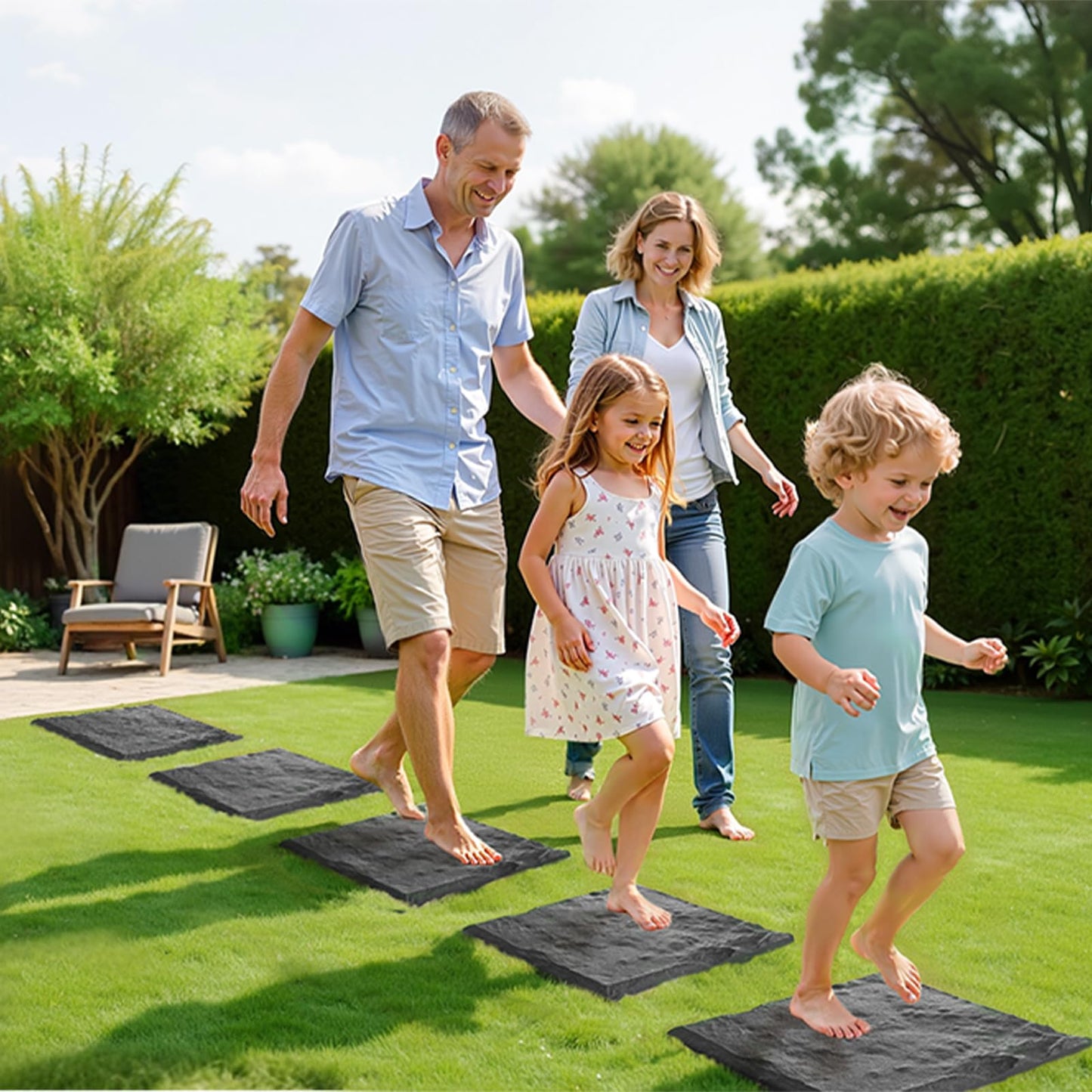VEVOR Garden Stepping Stones, 16Pcs 15.5 x 15.5 in, Decorative Stepping Stones with Stakes, Weather-Resistant Plastic Pathway Pavers, Smooth Surface, Outdoor Walkway for Lawn Patio Landscape, Grey