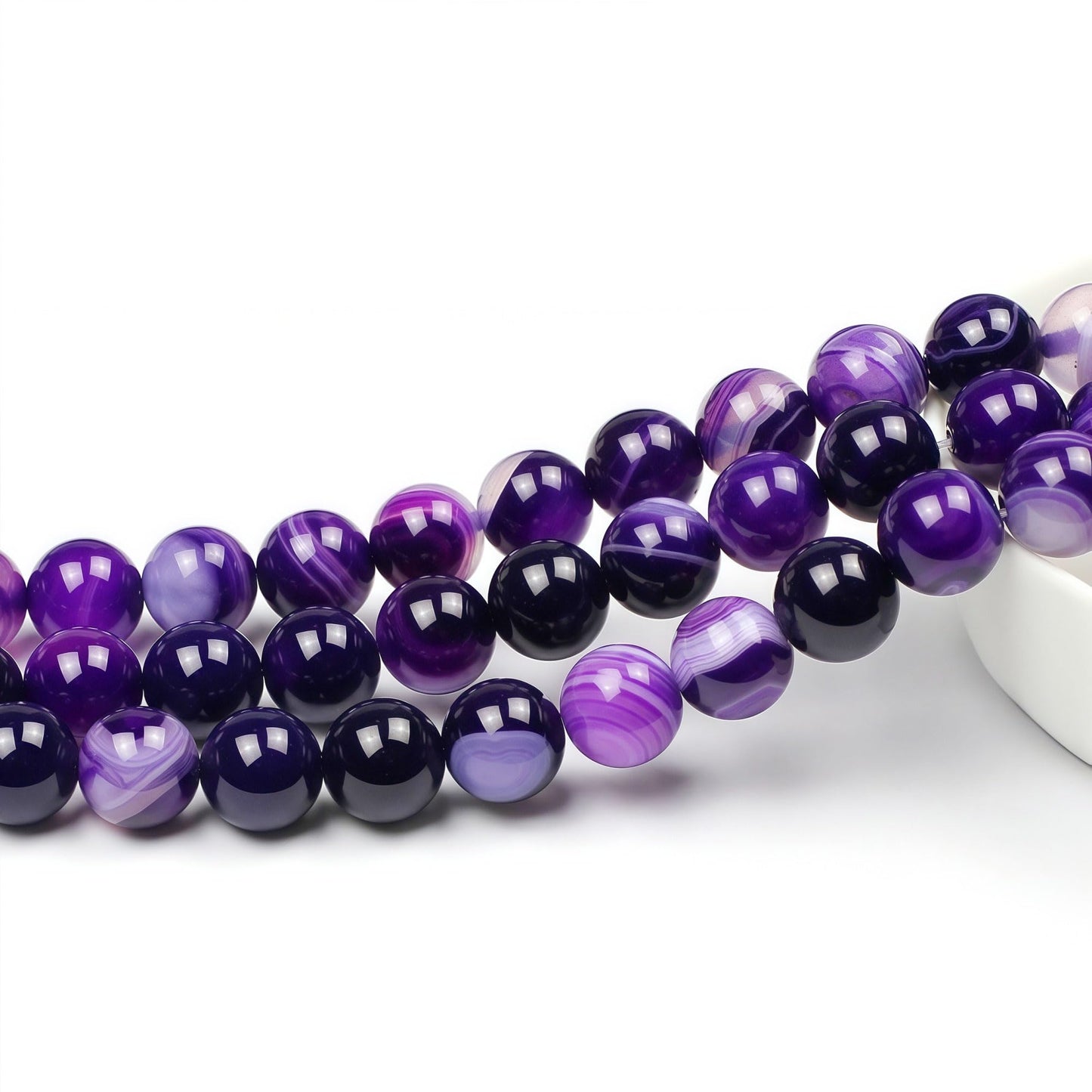MJDCB Natural Stone Beads Purple Striped Agate Round Loose Beads for Jewelry Making DIY Bracelet Necklace (6mm)