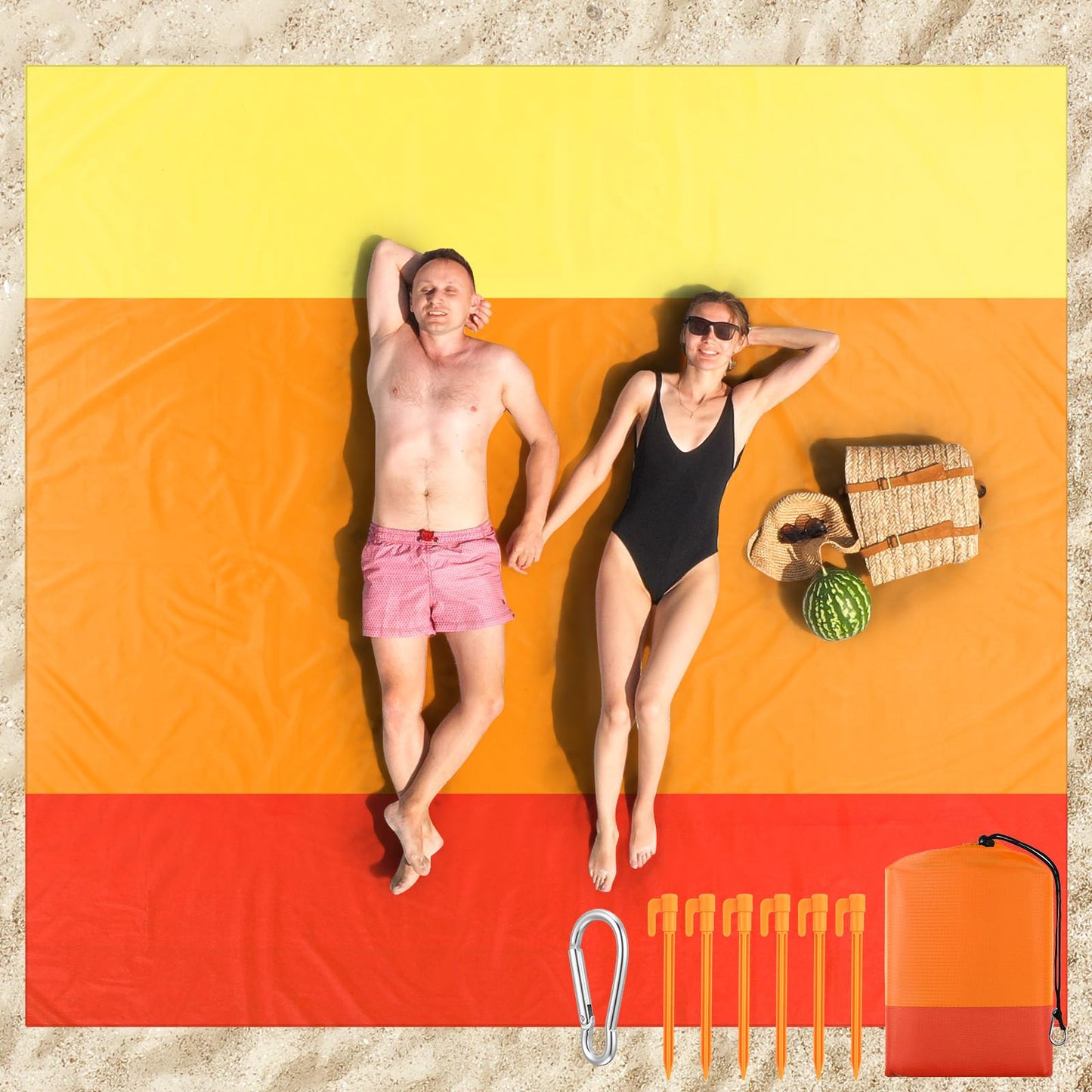 Drydiet Extra Large Beach Blanket Sandproof Waterproof 10 x 9 ft Beach Mat for 2-8 Adults Oversized Quick Drying Outdoor Picnic Blanket Lightweight Sand Free Mat for Travel Camping Hiking(Yellow)