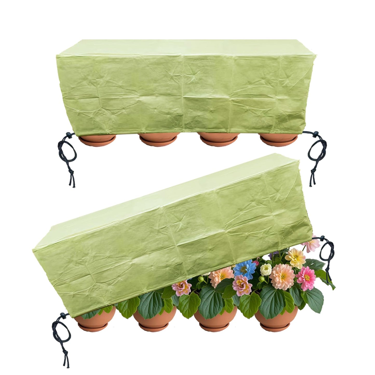 EJW Planter Cover, Plant Covers Freeze Protection,2 Pack 39.3"*17.7"x15.7" Planter Covers for Winter, Frost Cloths for Outdoor Plants, Raised Bed Covers for Winter.