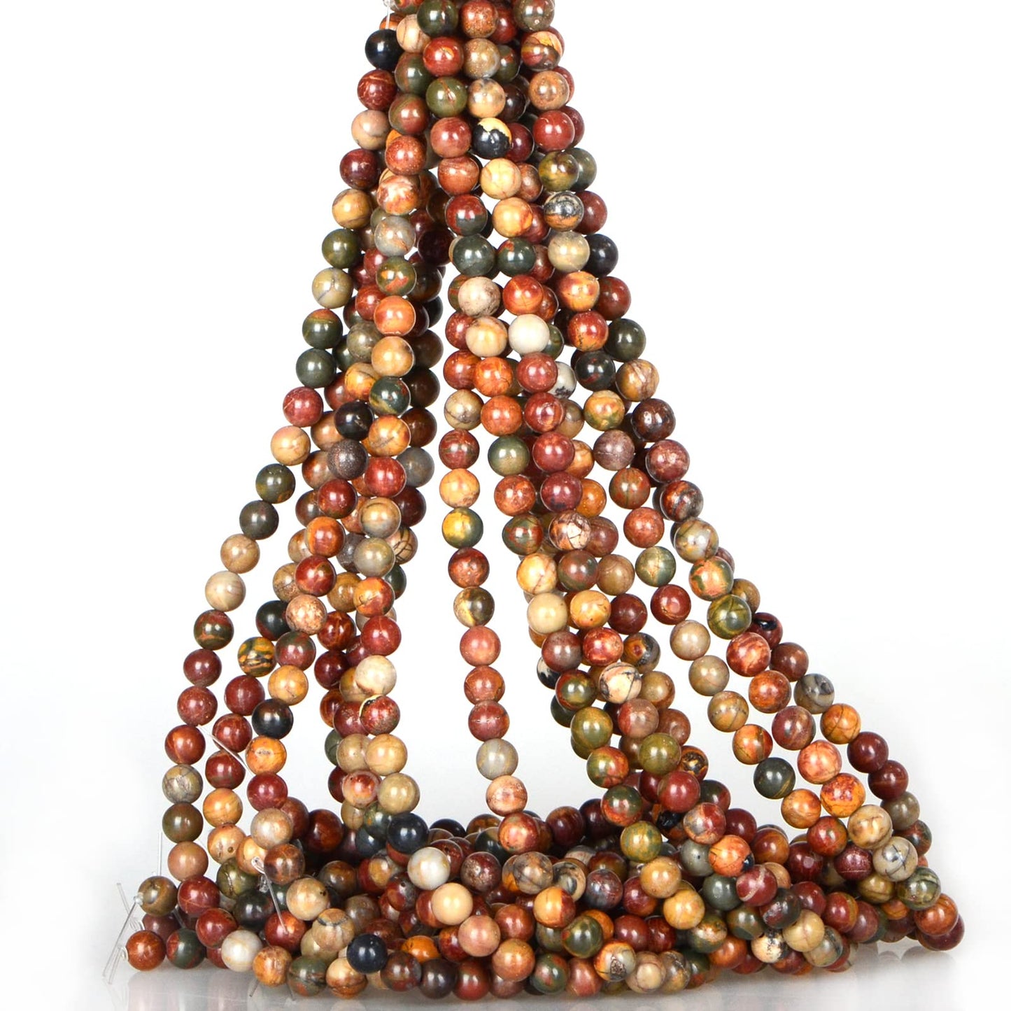 ICAI Beads（Picasso） Natural Stone Gemstone Round Loose Beads Crystal Energy Stone Healing Power for Jewelry Making DIY,1 Strand 35-37pcs（10mm）