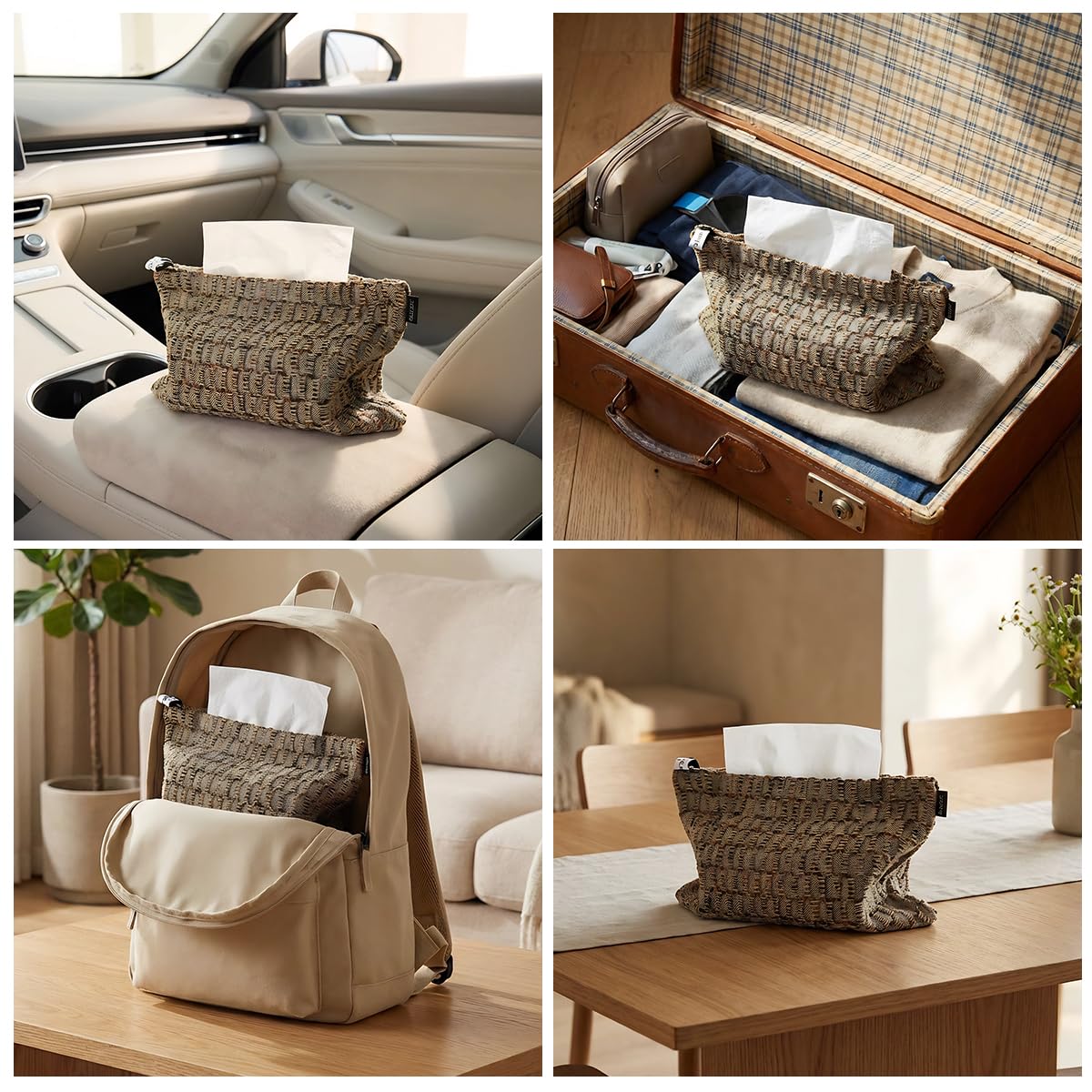 Pocket Tissue Holder Storage Decorative Tissue Holder Bag Decorations for Bathroom Vanity Countertops Dressers Night Stand Parlors Offices 10.6×7 inches