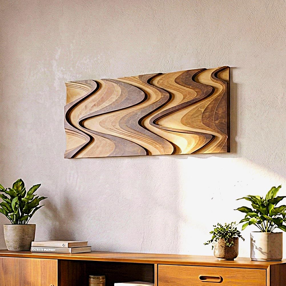 NEODECO Flow - Abstract Layered Wooden Wall Art (Forma, Wood Tones, Medium)