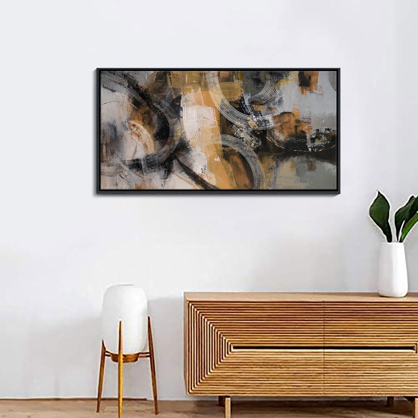 KLAKLA Modern Art Wall Decor - Large Wall Art for Living Room, Office, Bedroom - Abstract Wall Art Canvas Pictures for Living Room - Orange, Gray, Yellow Wall Artwork 20×40IN