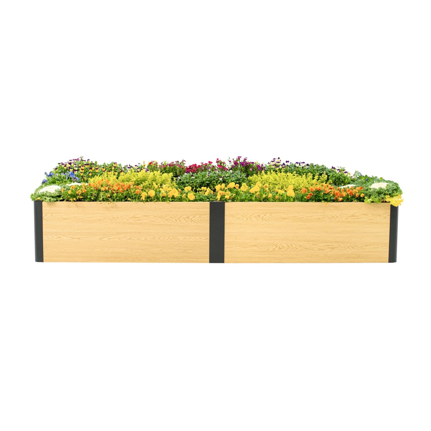 Vego garden Woodgrain Series Raised Garden Bed, 16'' Tall 2' x 8' Wooden-Look Metal Planter Box Outdoor for Gardening Vegetables, Flowers, Herbs