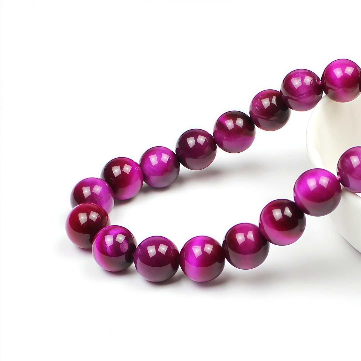 MJDCB Stone Beads 8mm 43pcs Round Rose Red Tiger's Eye Loose Gemstone Bead Charms for Jewelry Making Bracelet Necklace Earring Pendant