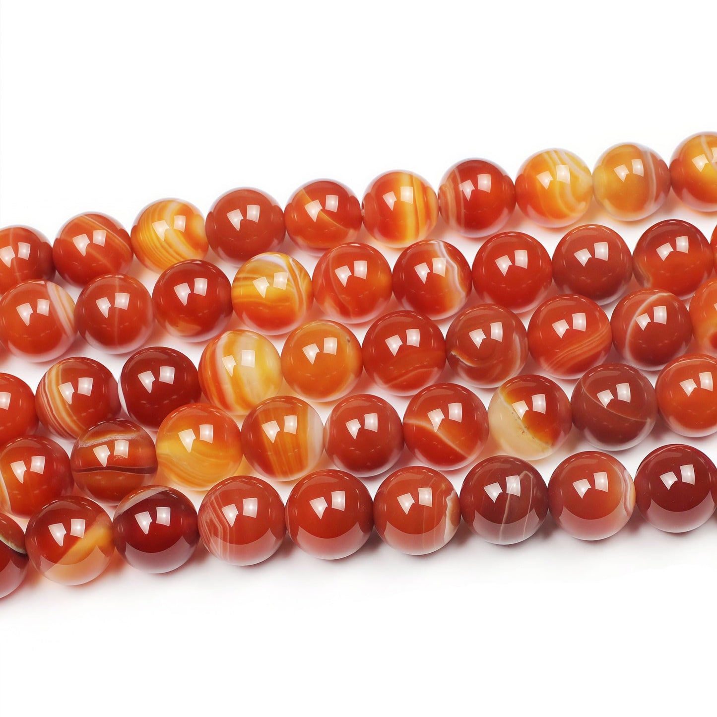 MJDCB Natural Red Striped Agate Beads Round Loose Beads for Jewelry Making DIY Bracelet Necklace (10mm)