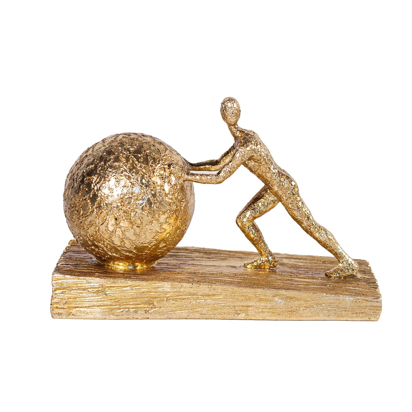 Hebdids Man with Sphere Iron Statue Metal Sculpture Sportsman Art Metal Ornament Figurine Home and Office Decor （Golden）