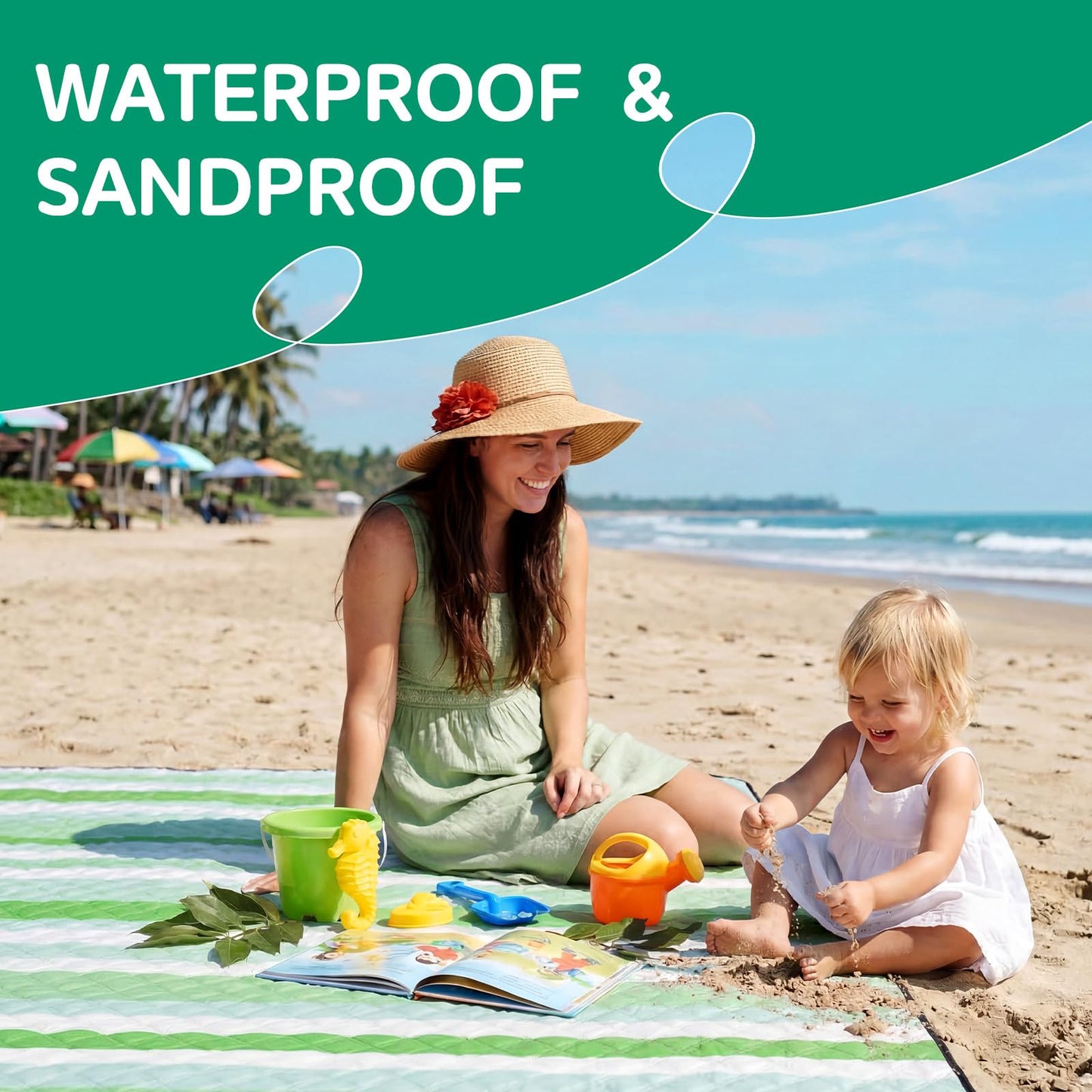 RYCHIC Waterproof Beach Blanket Picnic Outdoor Camping Mat Women Men Christmas Xmas Birthday Cool Ideas Best Friend Teacher Mother Day Mom Grandma Coworker Boss Bestie Adult Thank You Appreciation