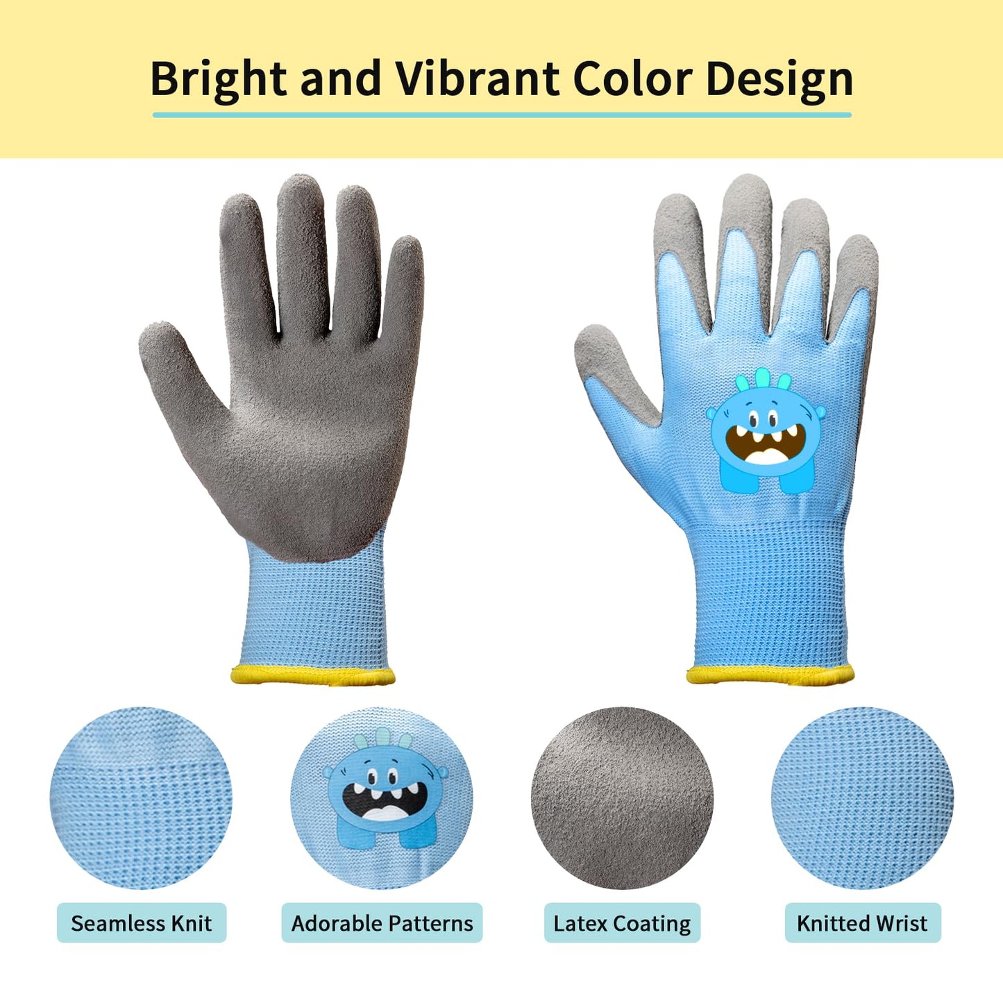 PROMEDIX P Kids Gardening Gloves – Rubber Coated Work Gloves for Children Age 3-5,Soft & Breathable for Outdoor Play & DIY