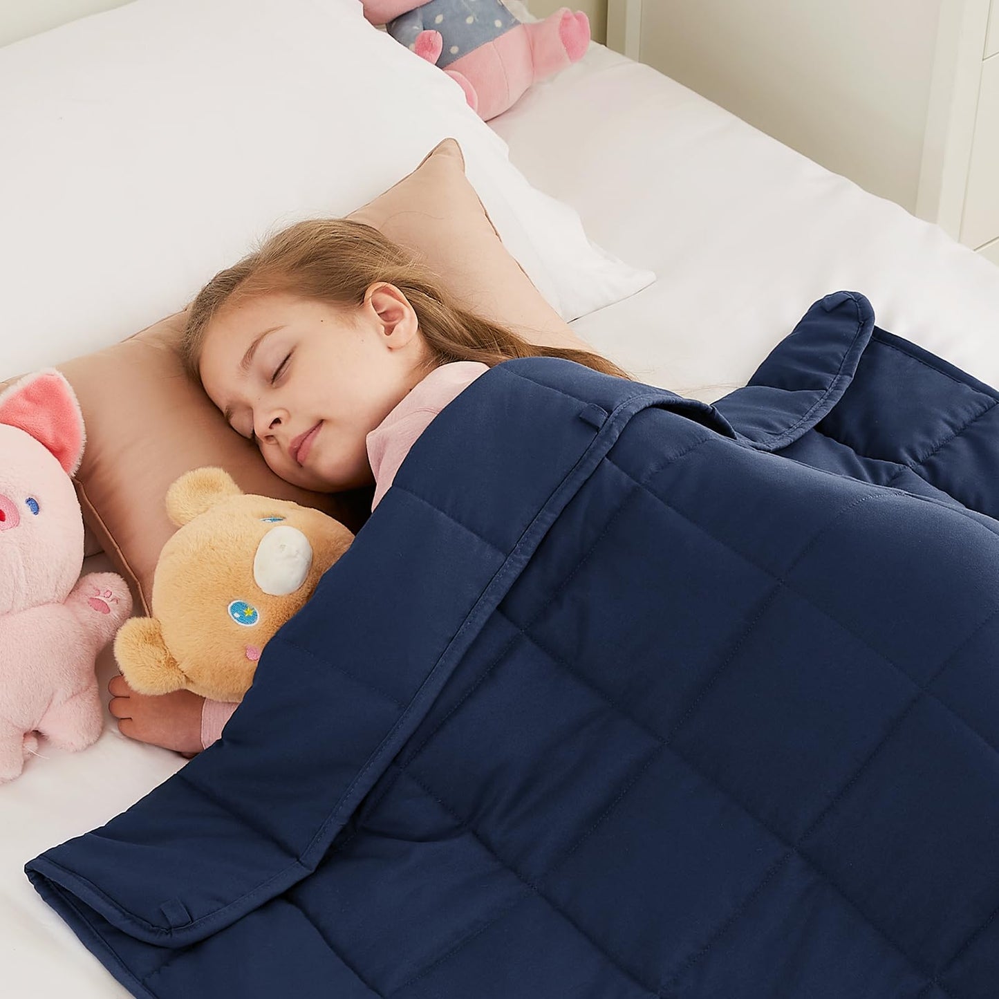HOSUKKO Weighted Blanket - 5 lbs Navy Blue Heavy Blanket - Small Size Breathable Lap Blanket(36"x48", 5 lbs)
