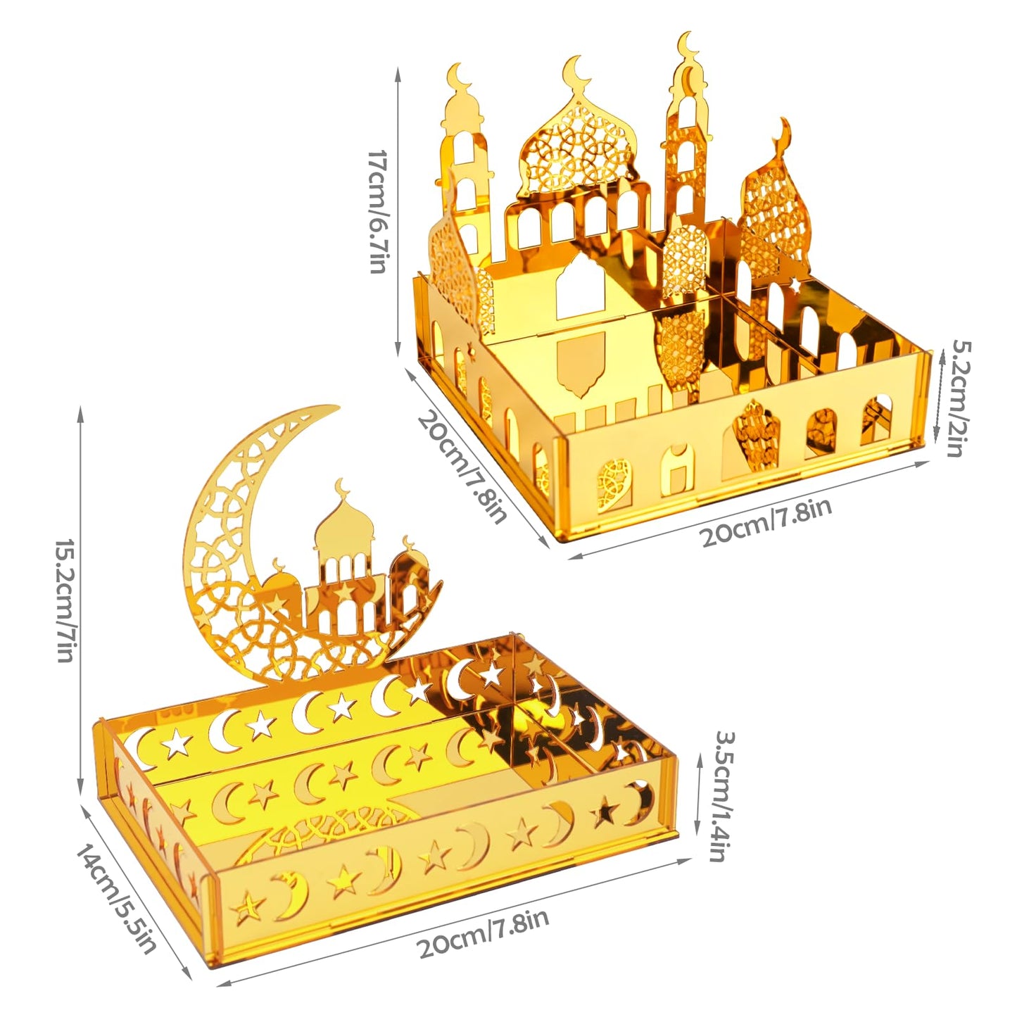 ANOTION Ramadan Decorations for Home 2026 - Ramadan Serving Tray, Ramadan Table Decor, Islamic Ramadan Decor, Ramadan Gifts, Ramadan Mubarak Sign & Ramadan Table Décor, 2 Pack