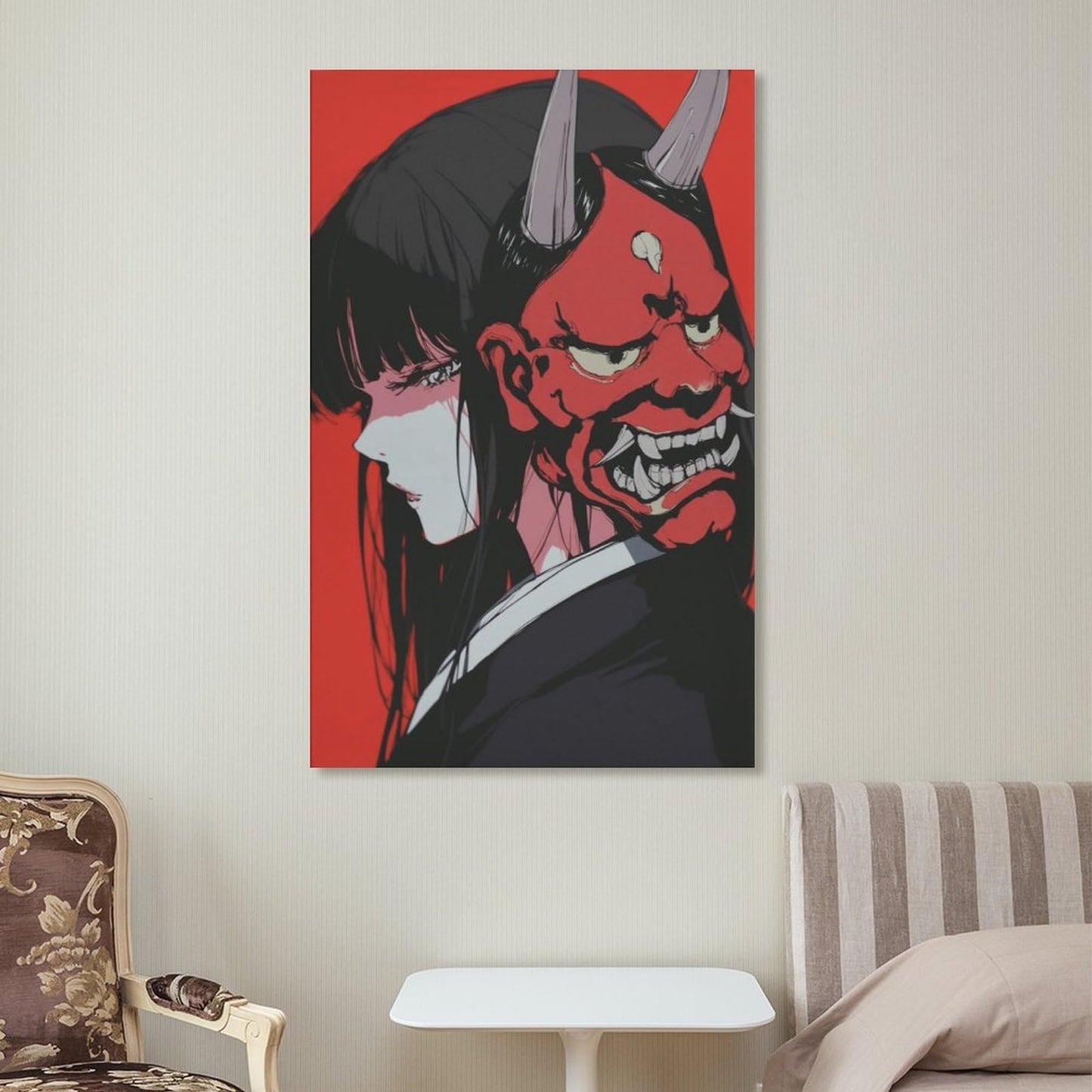 Japanese Female Samurai Anime Girl Poster Print Canvas Wall Art Pictures Home Decor for Living Room Hallway Bathroom Office Wall Decor 12x18inch(30x45cm)