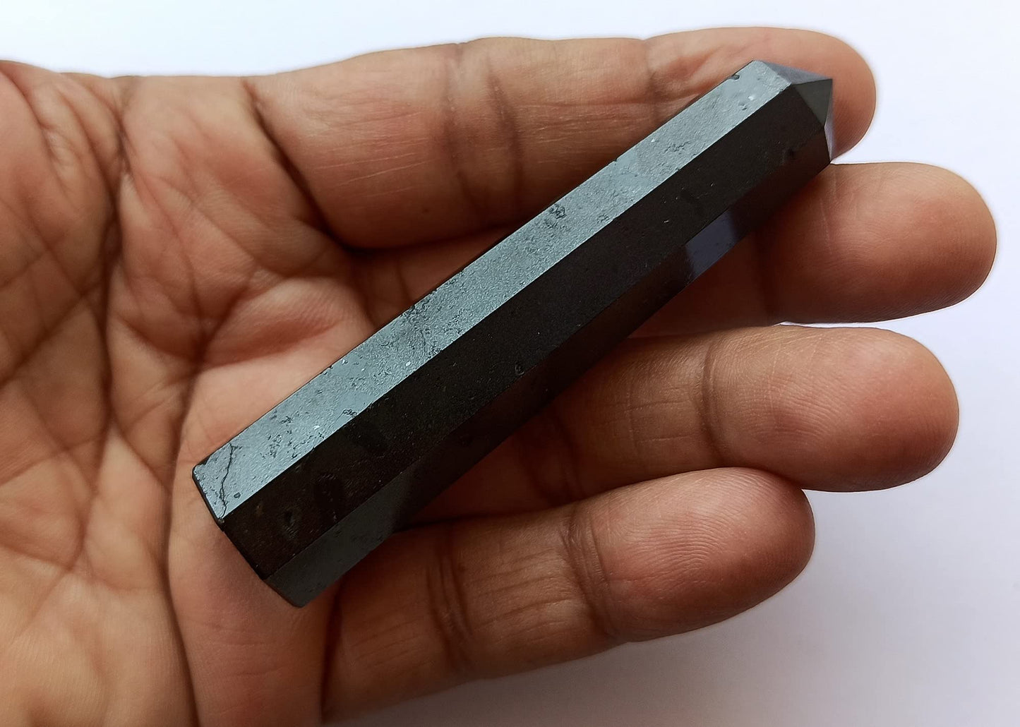 WholesaleGemShop-GEMSCITE 3 Inch Black Tourmaline Gemstones Obelisk Tower Jumbo Facet Aura Rock Crystal Natural Polished Earth Wand Spirit