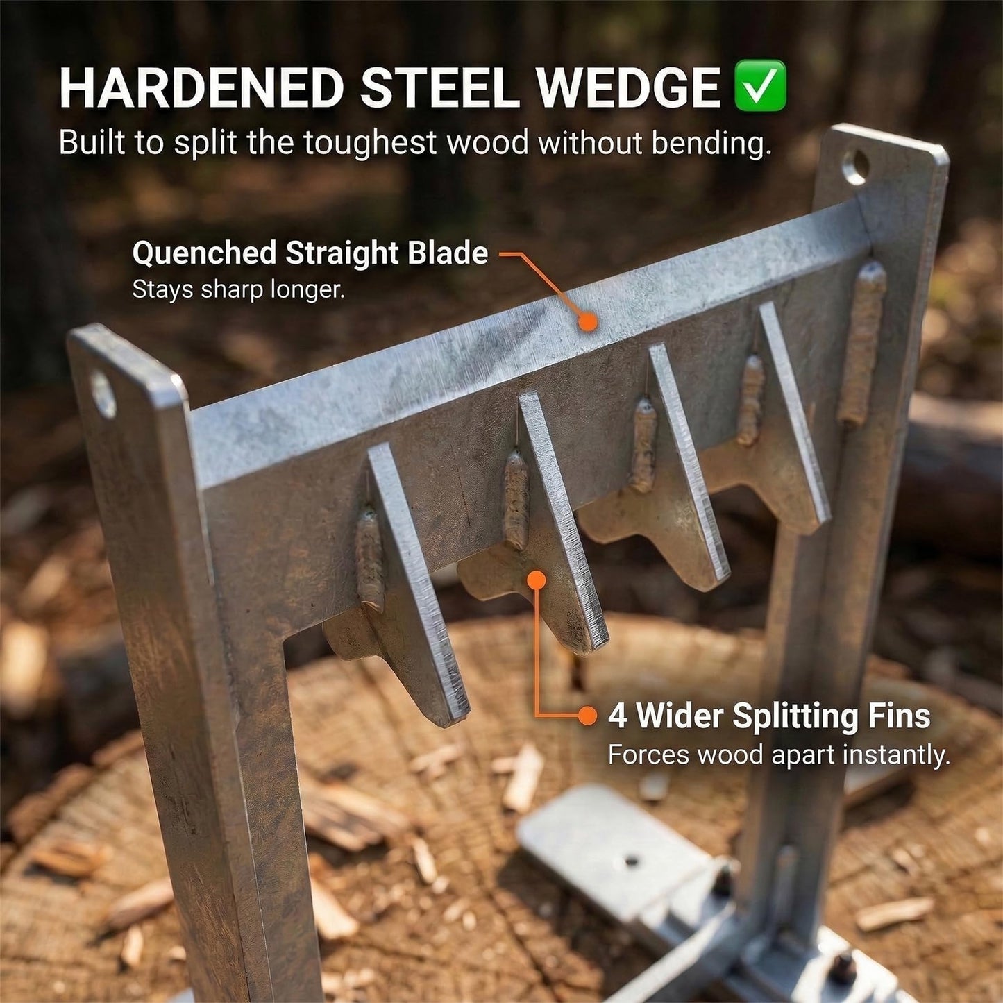 MEEPOCAN 8.5" Manual Log Splitter with Secure Metal Lock-On Safety Guard - Hardened Straight Sharp Blade & Rust-Proof Electroplated Steel - Portable Firewood Kindling Splitter for Camping & Home