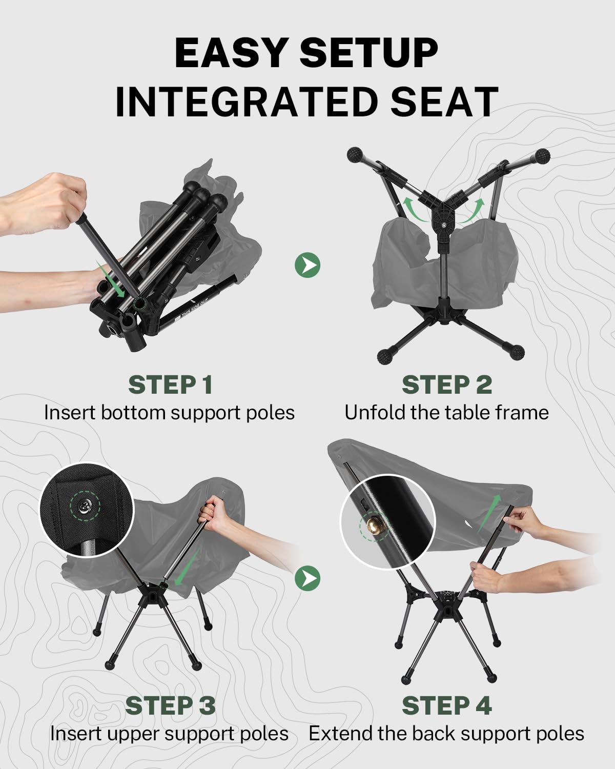 Gonex Portable Camping Chair, 6th Gen Lightweight Pop-up Folding Chair with Anti-Sinking Feet, 17.5in High Seat, 330LBS Capacity for Outdoor Camping Hiking Beach Picnic Sports(Black Ripstop, 1PCS)