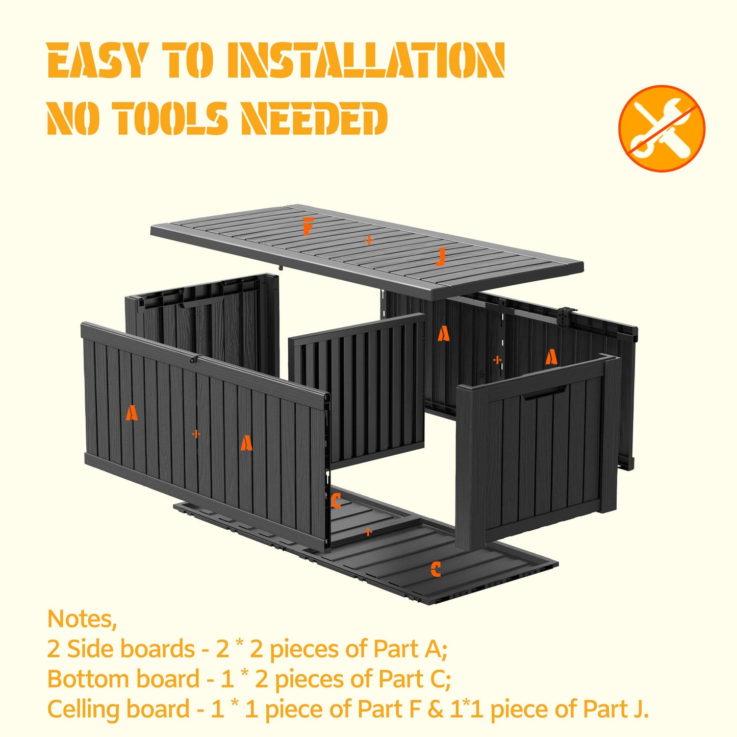NUNU LAB 220 Gallon Outdoor Storage Box Waterproof, Outside Package Delivery Deck Boxes with Lockable Lid, Backyard Storage Bin For Garden Tools, Patio Cushions, Black