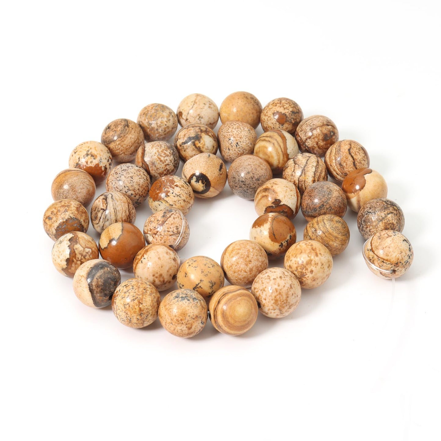Siomia 45pcs 8mm Natural Picture Jasper Gemstone Beads Energy Healing Crystal Round Loose Stone Beads for Jewelry Making, DIY Bracelets Necklaces