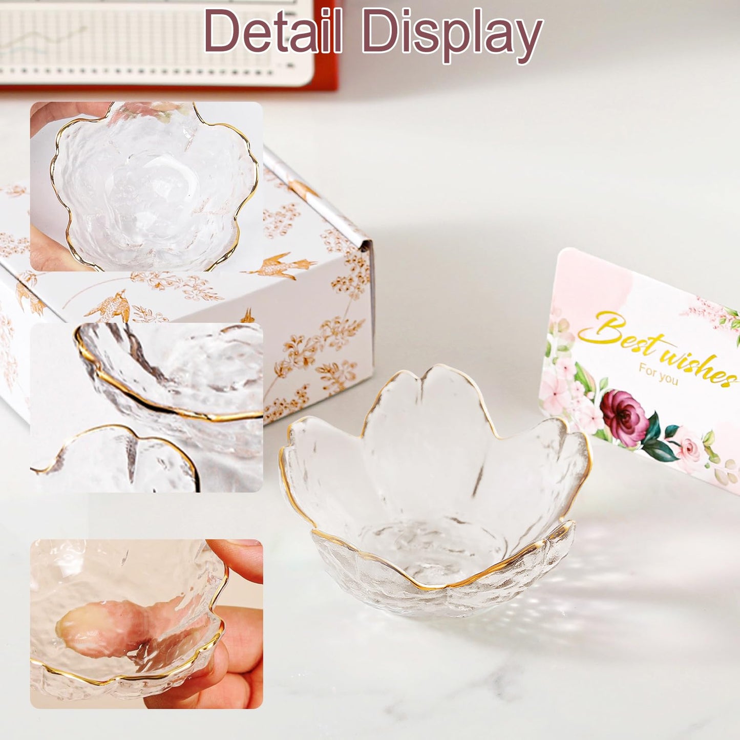 Birthday Gifts for Women Jewelry Dish Glass Ring Dish Holder Jewelry Tray Cute Vanity Organizer Room Decor Jewellery Tray Crystals Trinket Dish Nightstand Bedroom Decor Christmas Friendship Gifts